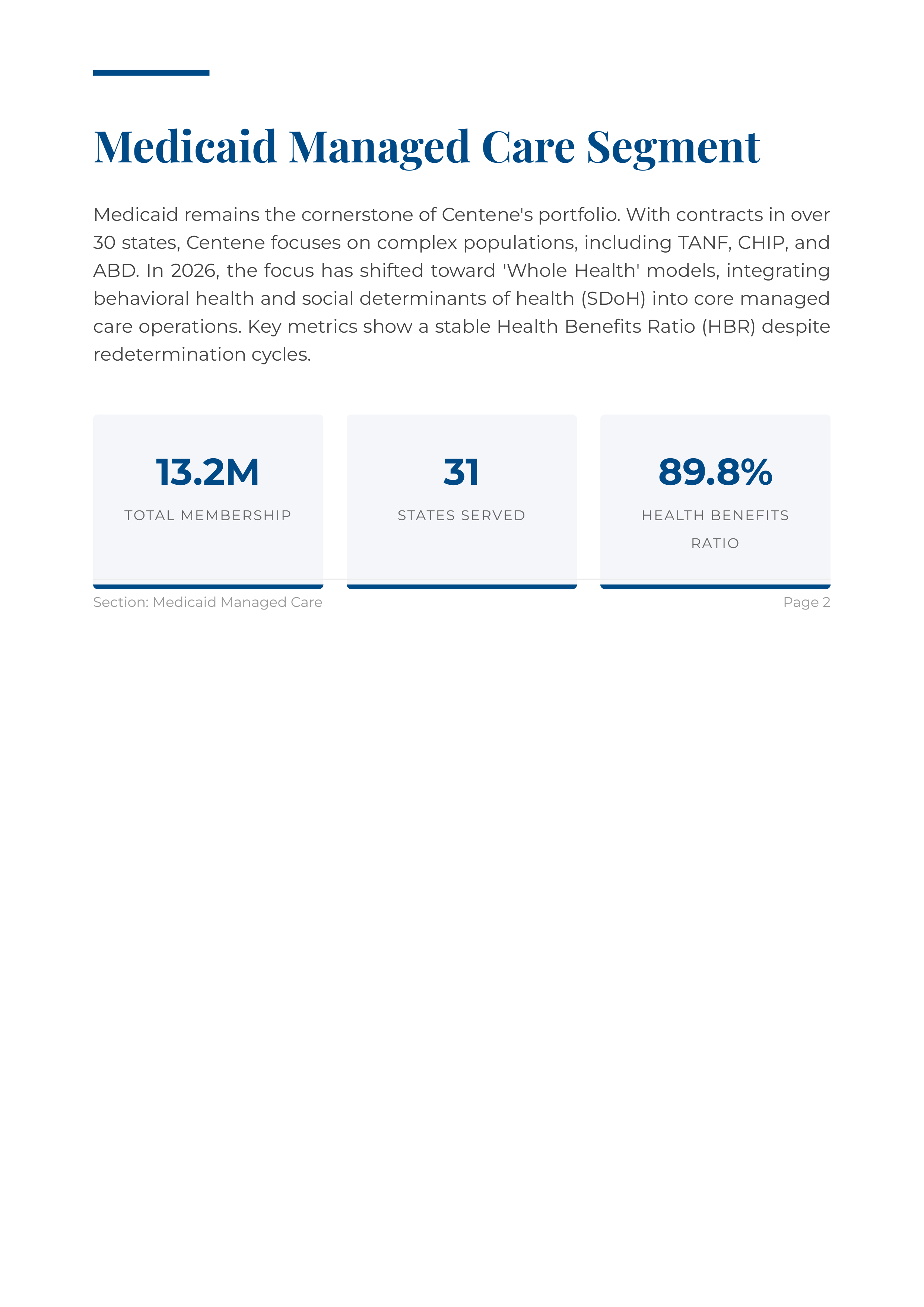 Centene Corporation’s Government-Sponsored Managed Care Membership and Insurance Product Portfolio — page 3