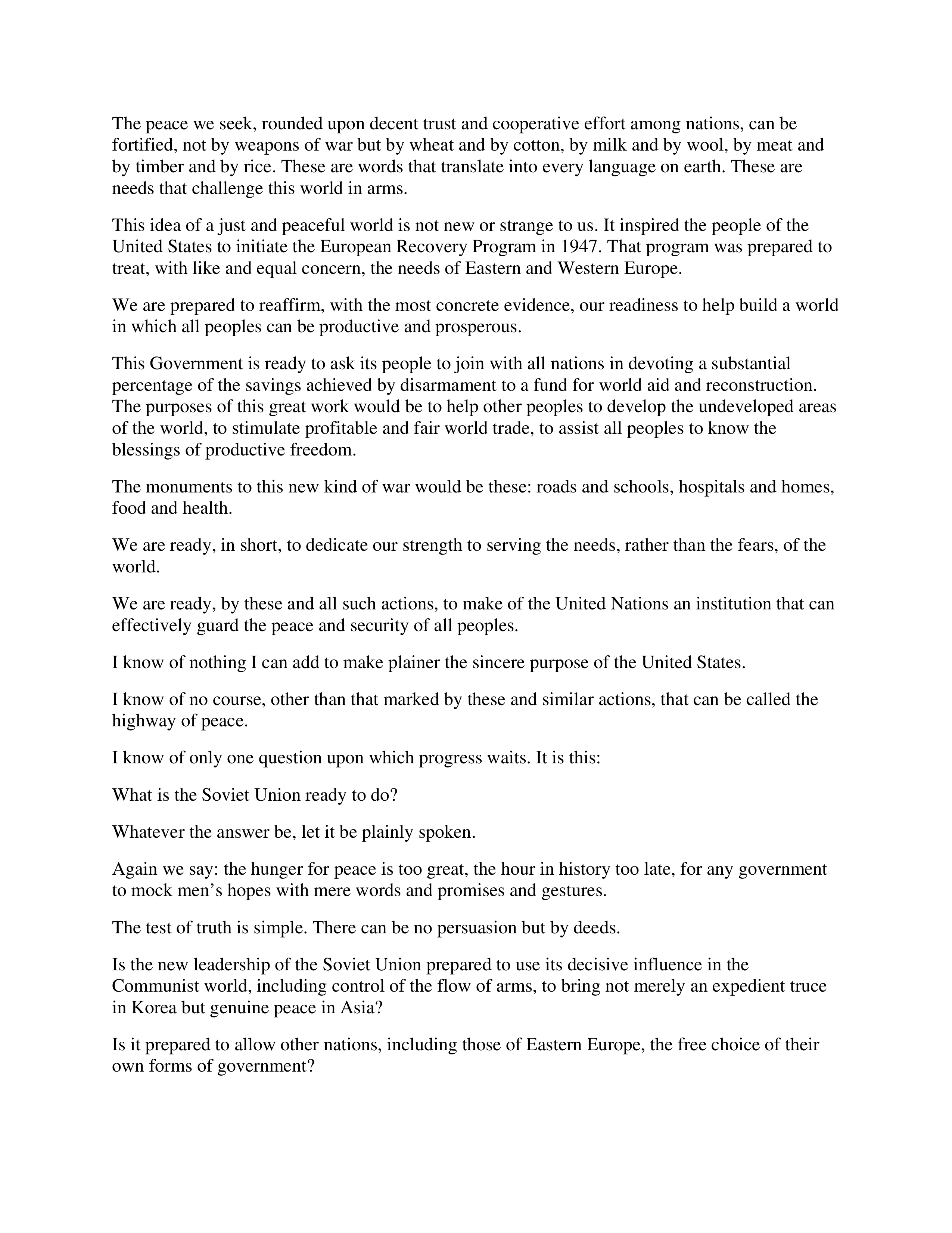 Chance for Peace Persuasive Speech — page 6