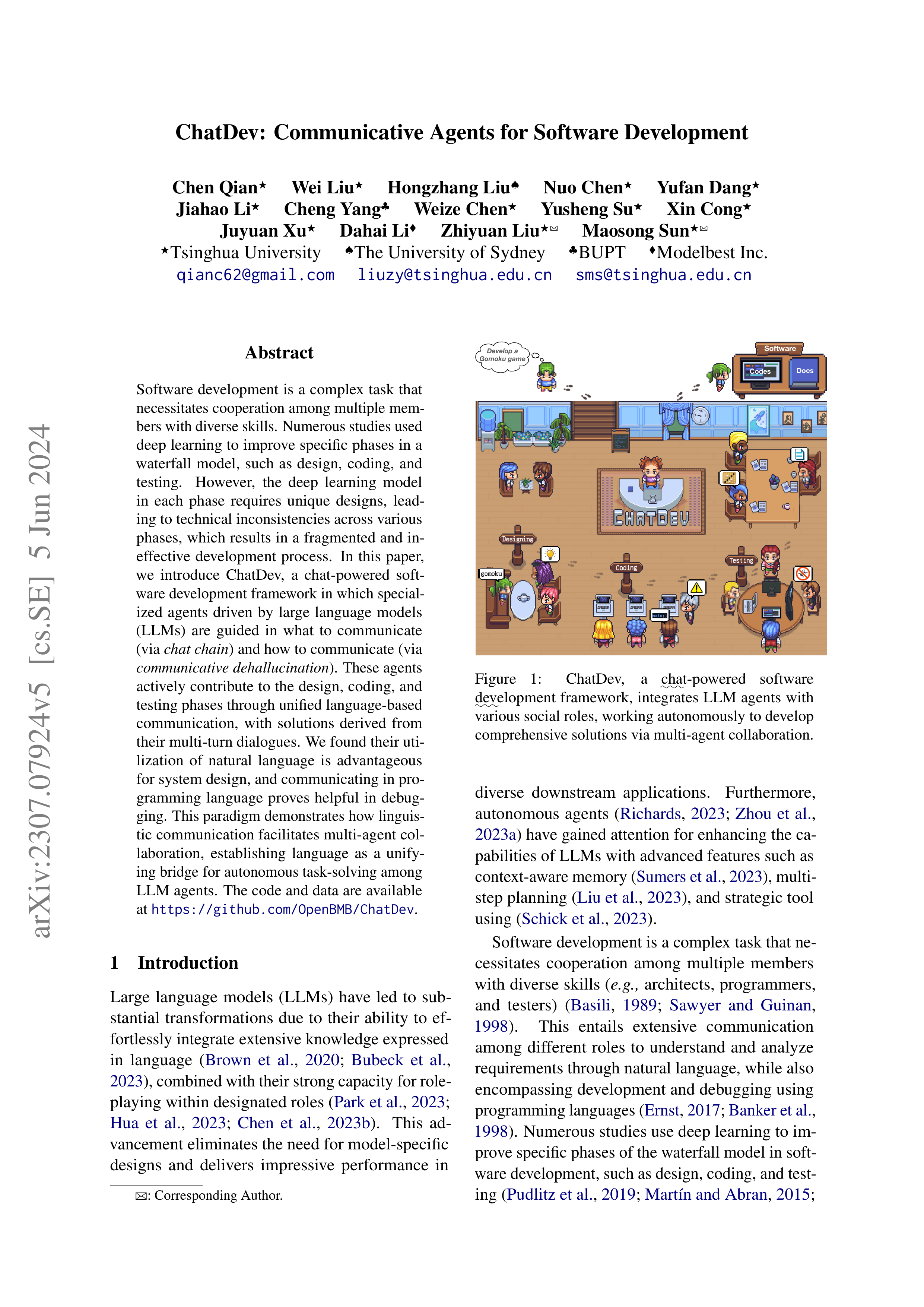 ChatDev AI Agent for Collaborative Software Development — page 1