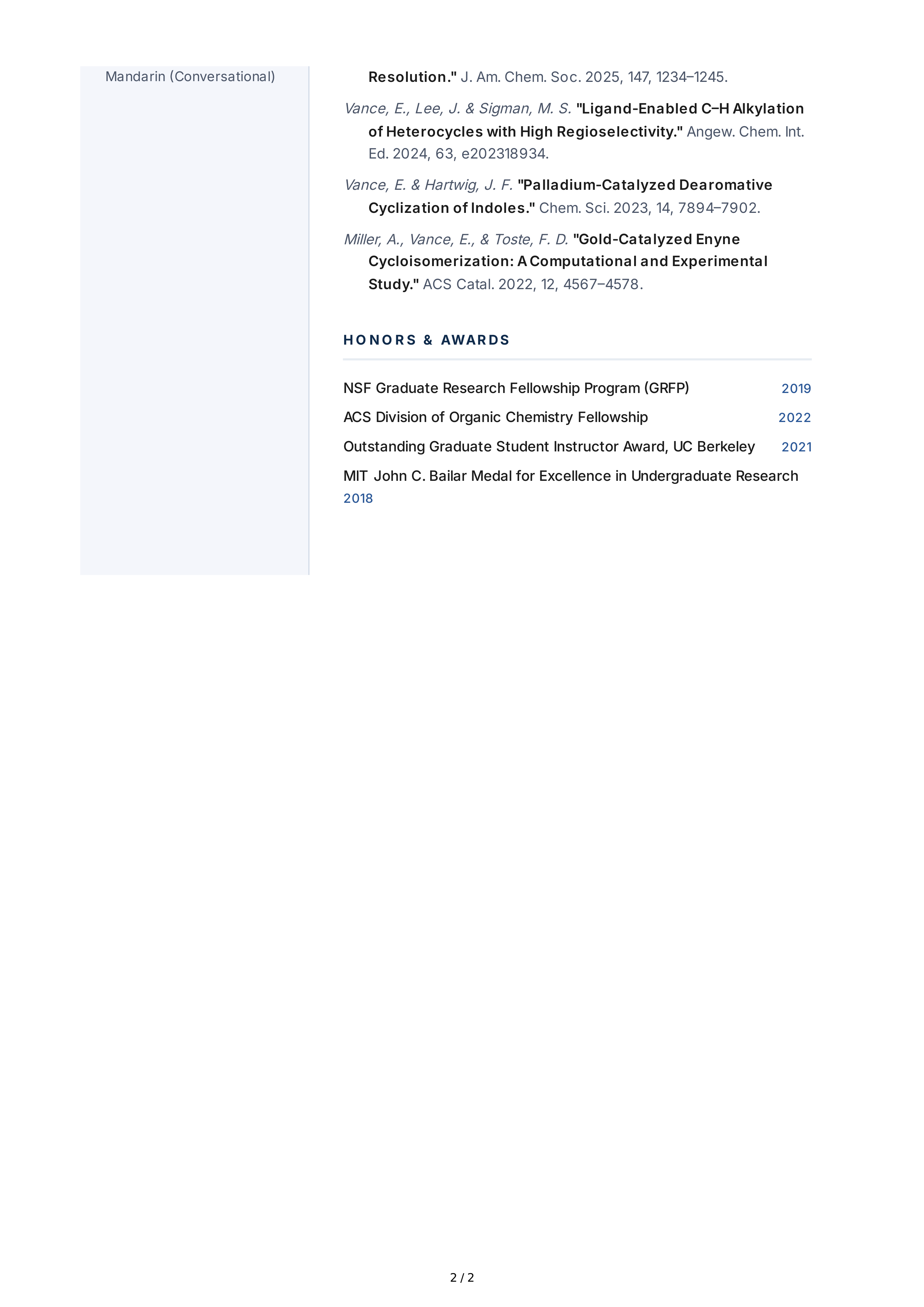 Chemist CV — page 2