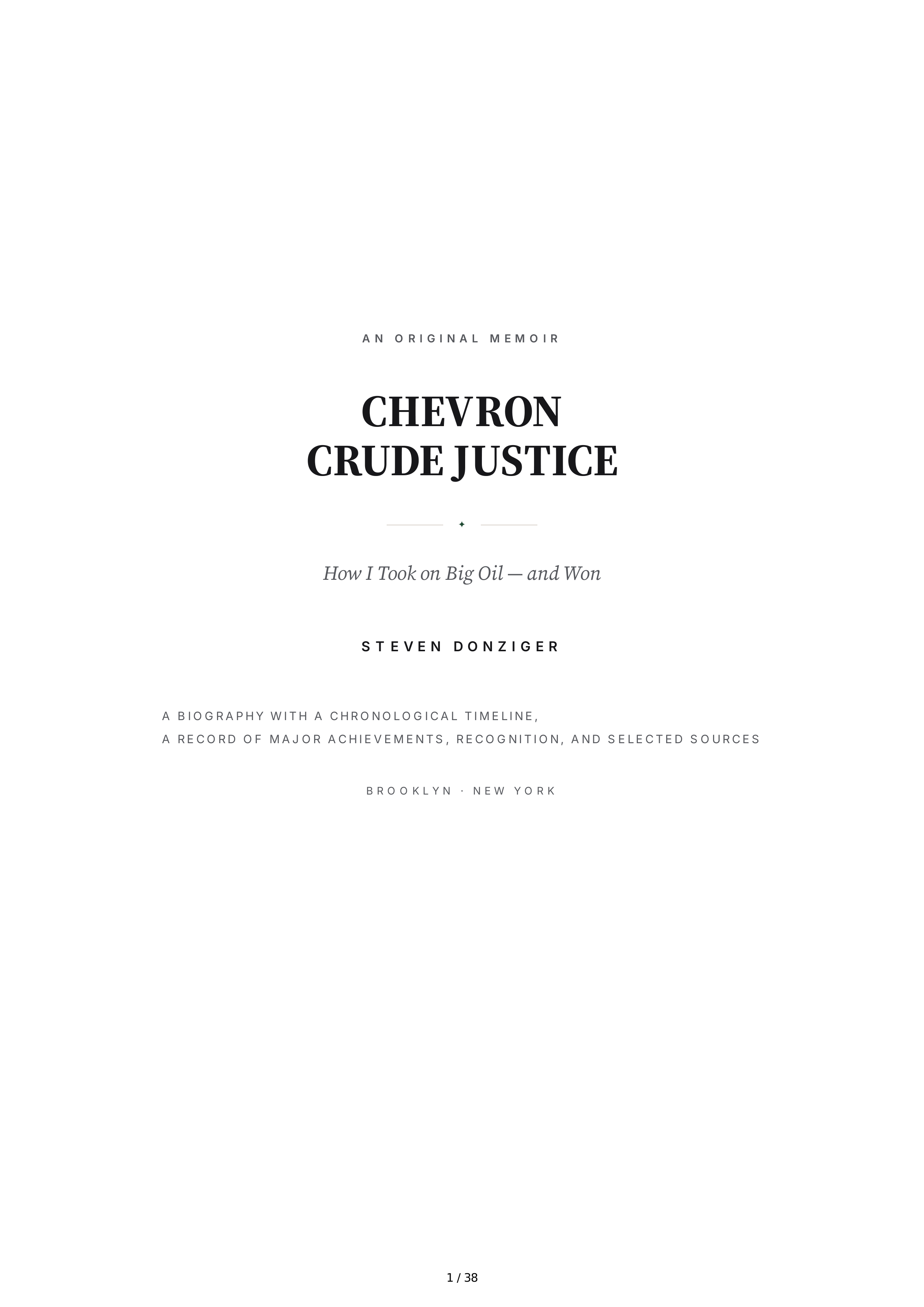 Chevron Crude Justice How I Took on Big Oil and Won Biography — page 1