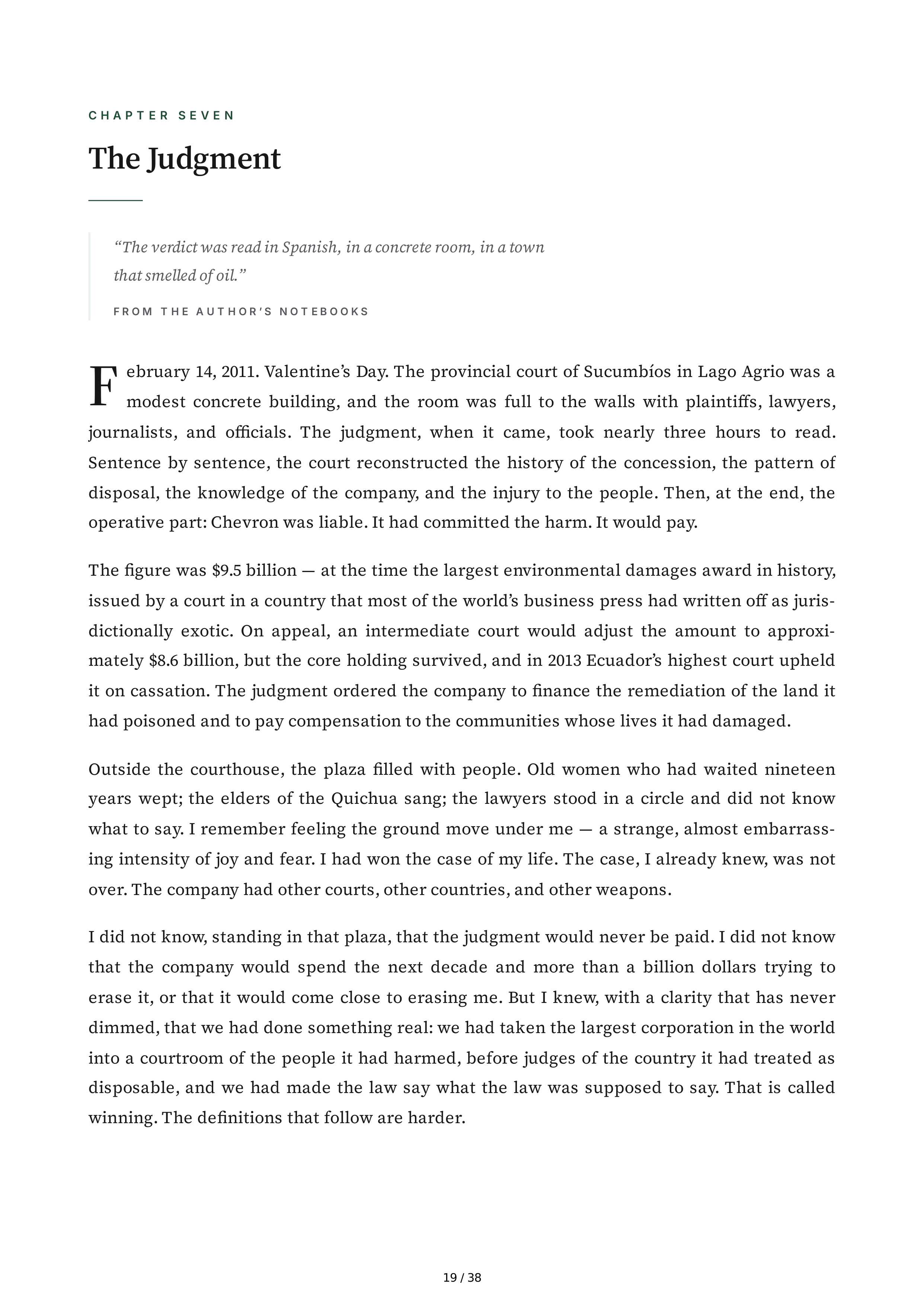 Chevron Crude Justice How I Took on Big Oil and Won Biography — page 19