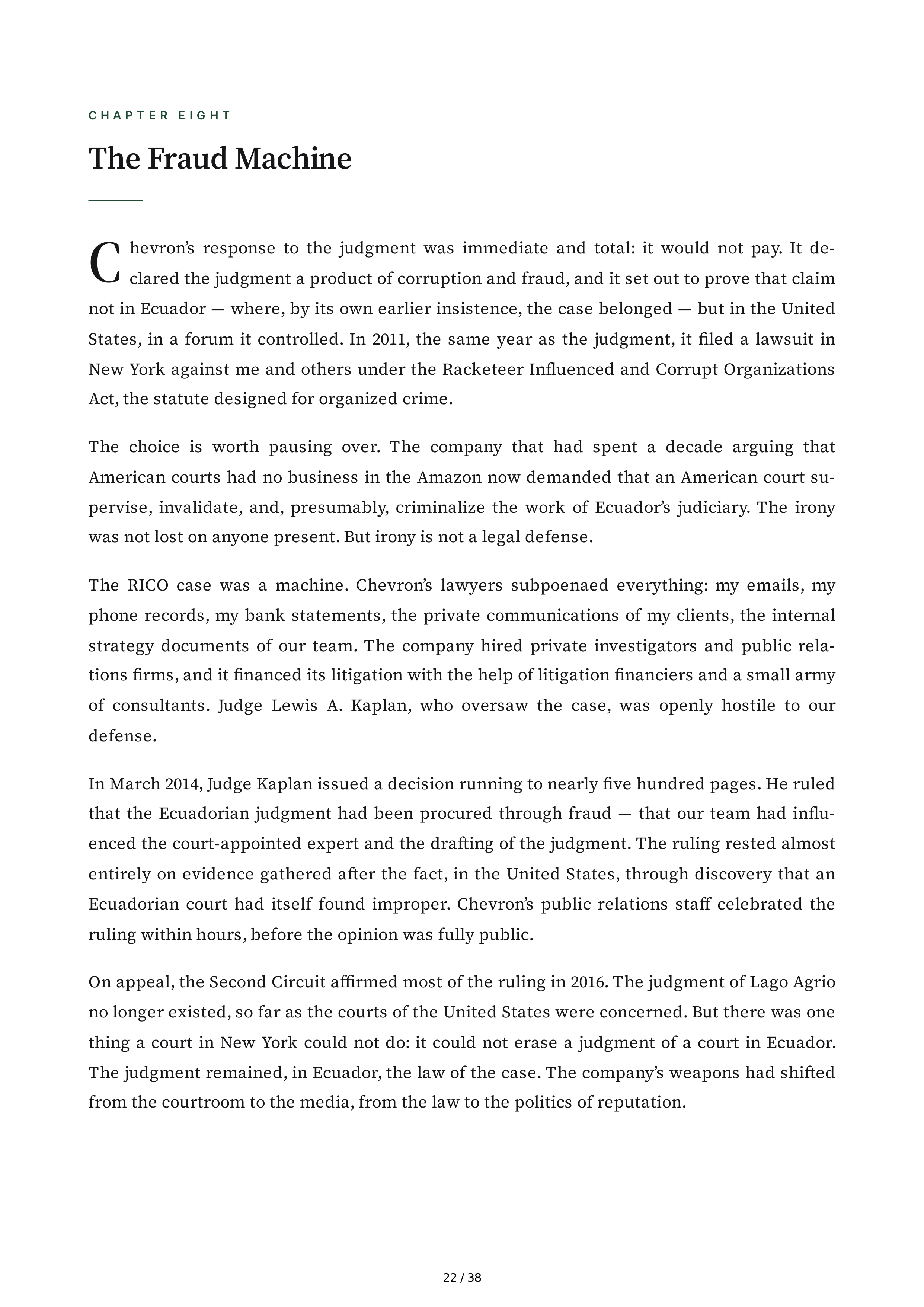 Chevron Crude Justice How I Took on Big Oil and Won Biography — page 22