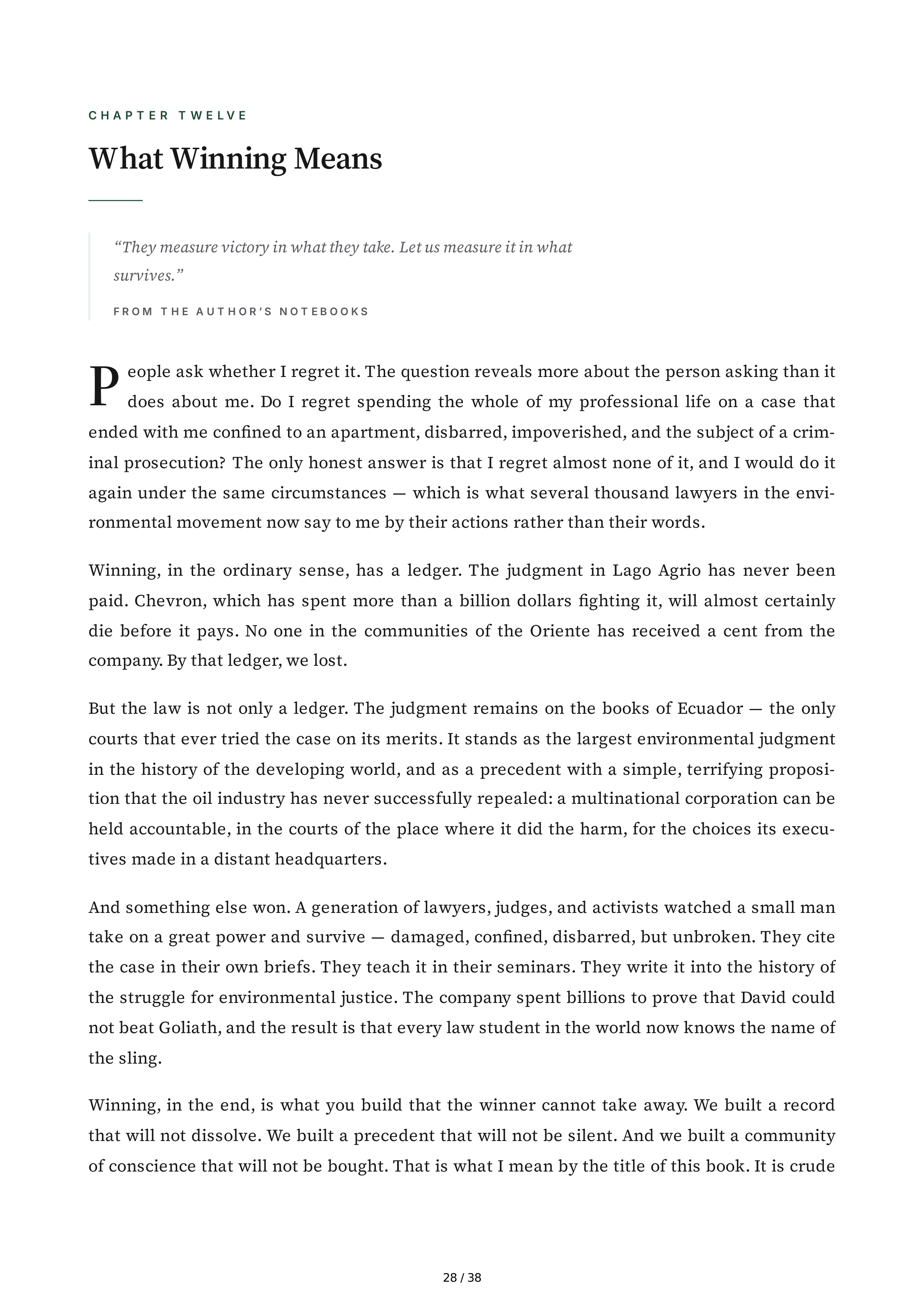 Chevron Crude Justice How I Took on Big Oil and Won Biography — page 28
