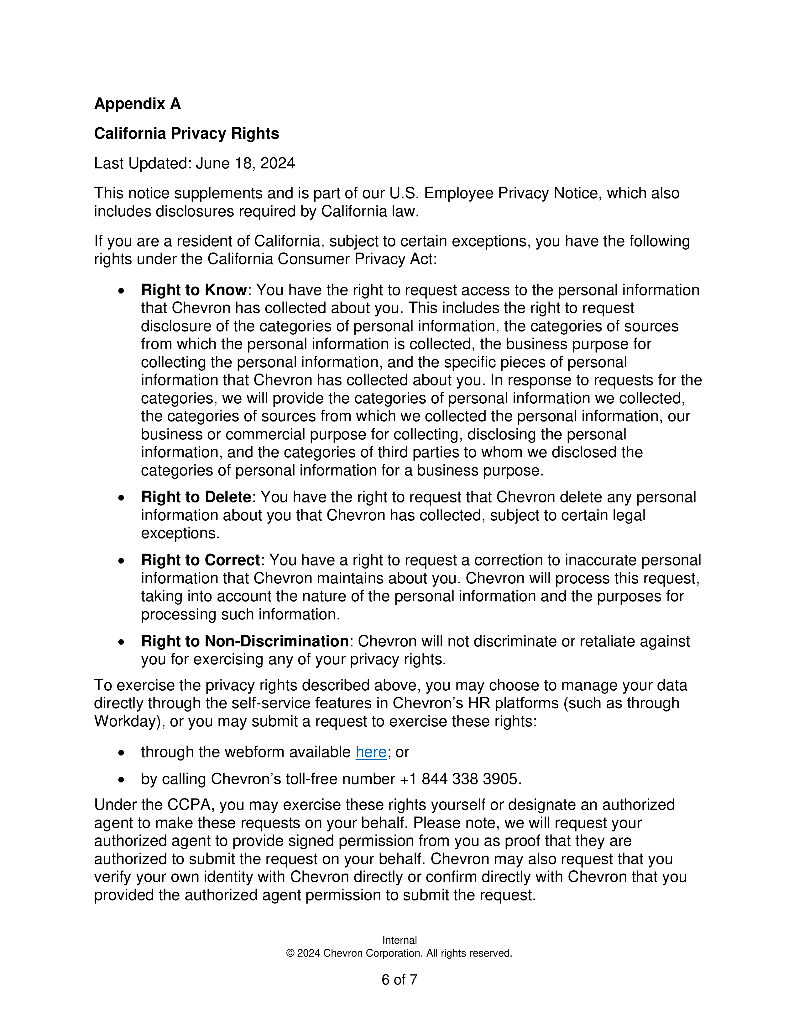 Chevron Job Applicant Privacy Notice — page 6