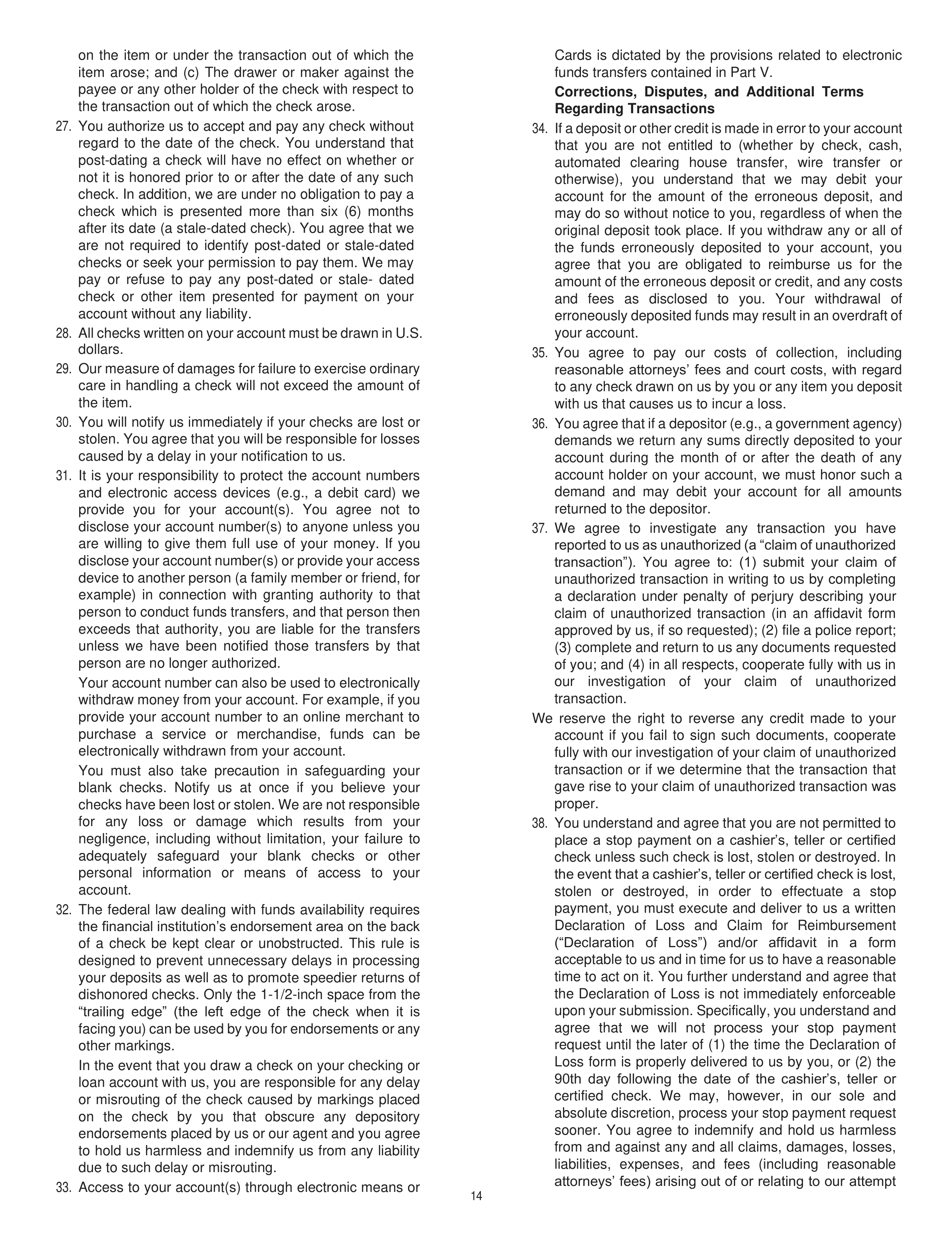 Chevron Master Account Agreement — page 14