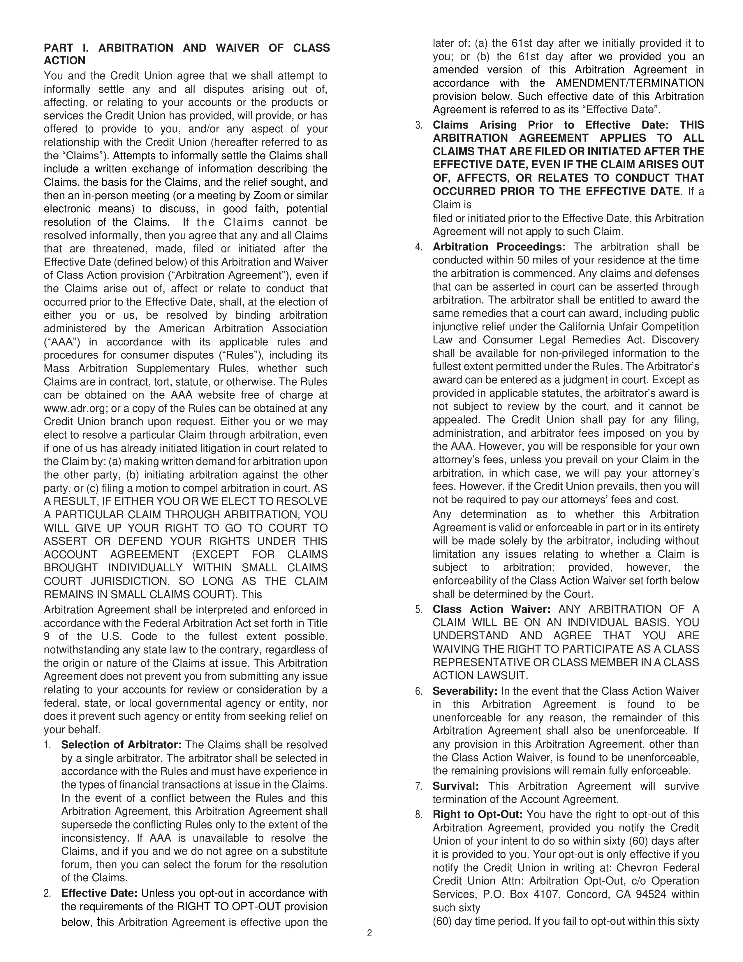Chevron Master Account Agreement — page 2