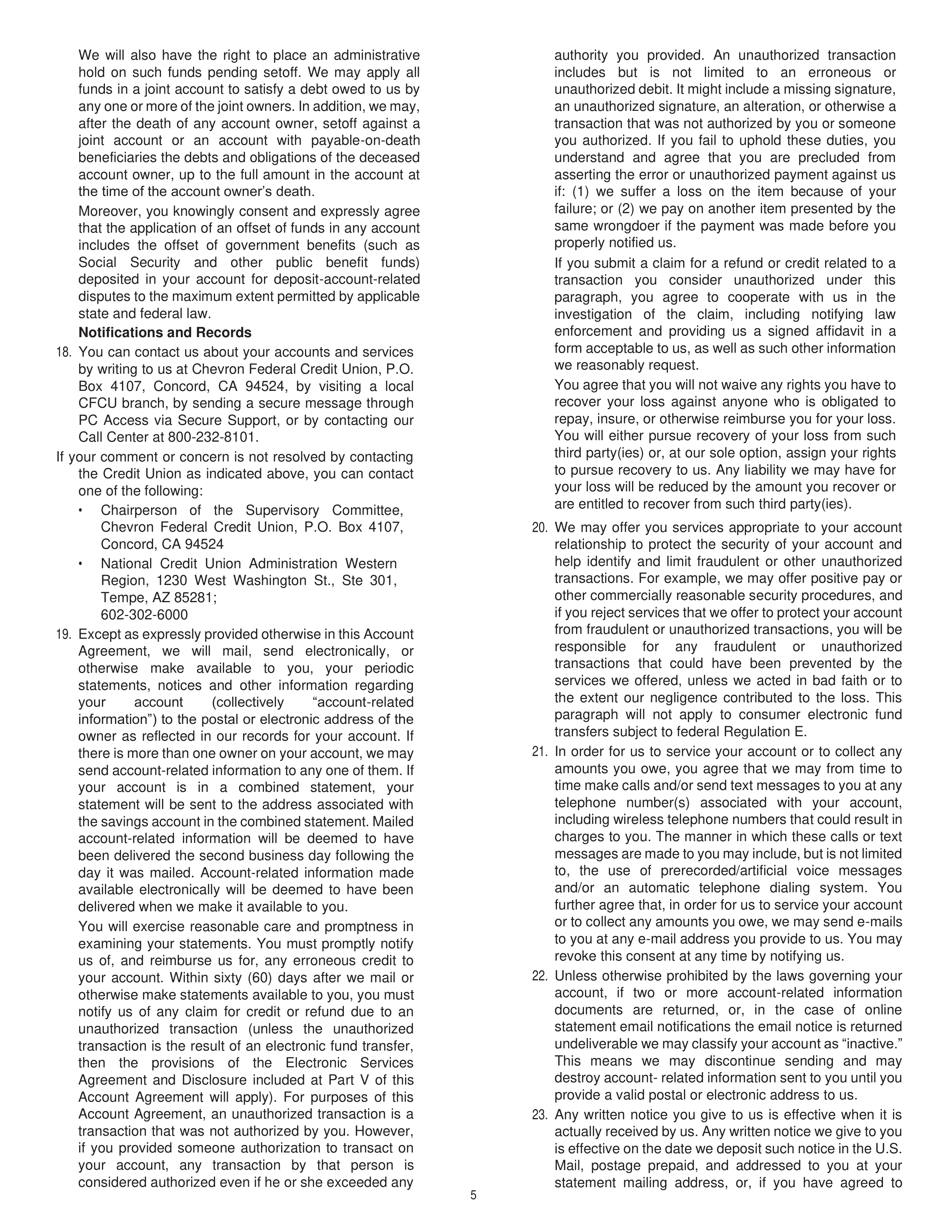 Chevron Master Account Agreement — page 5