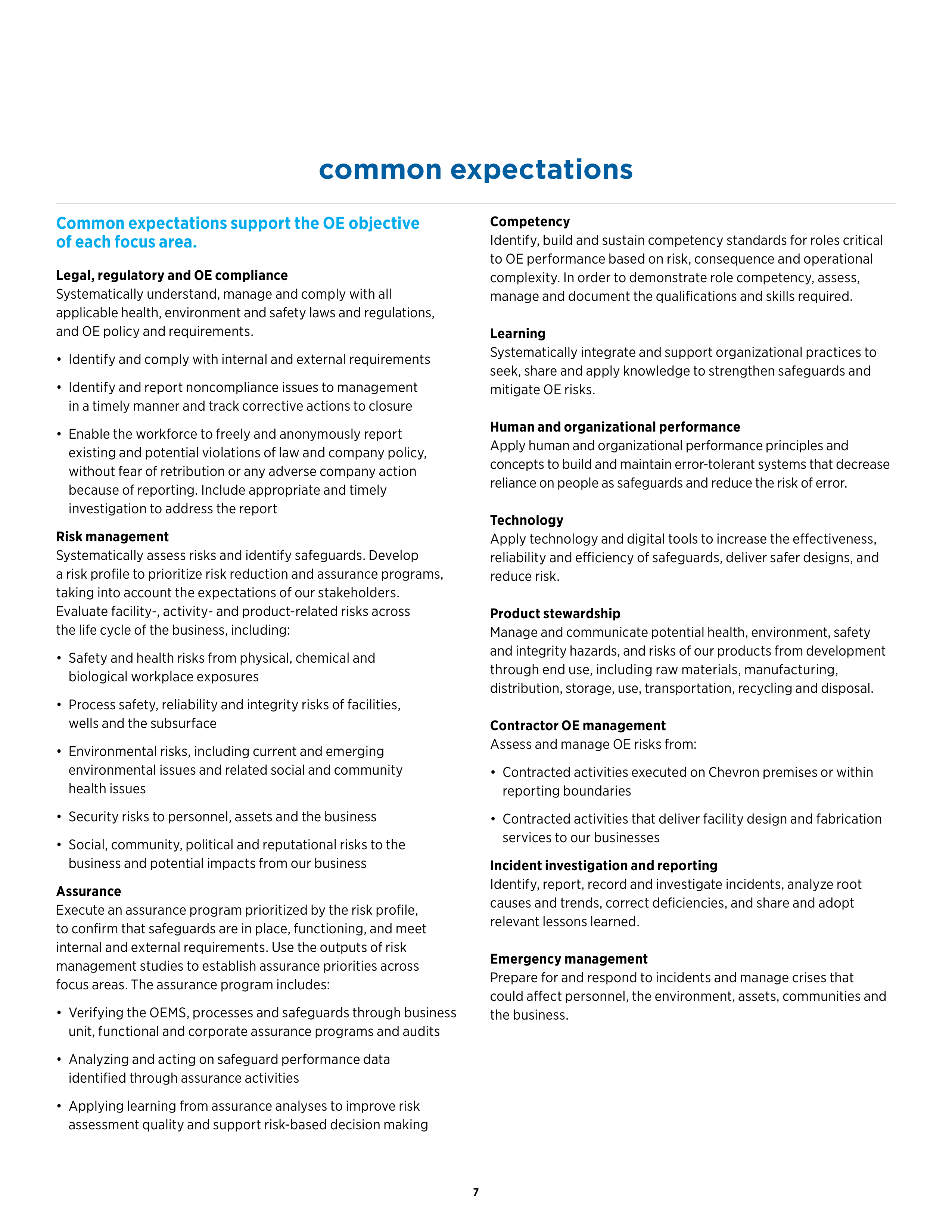 Chevron Operational Excellence Management System (OEMS) Handbook — page 9