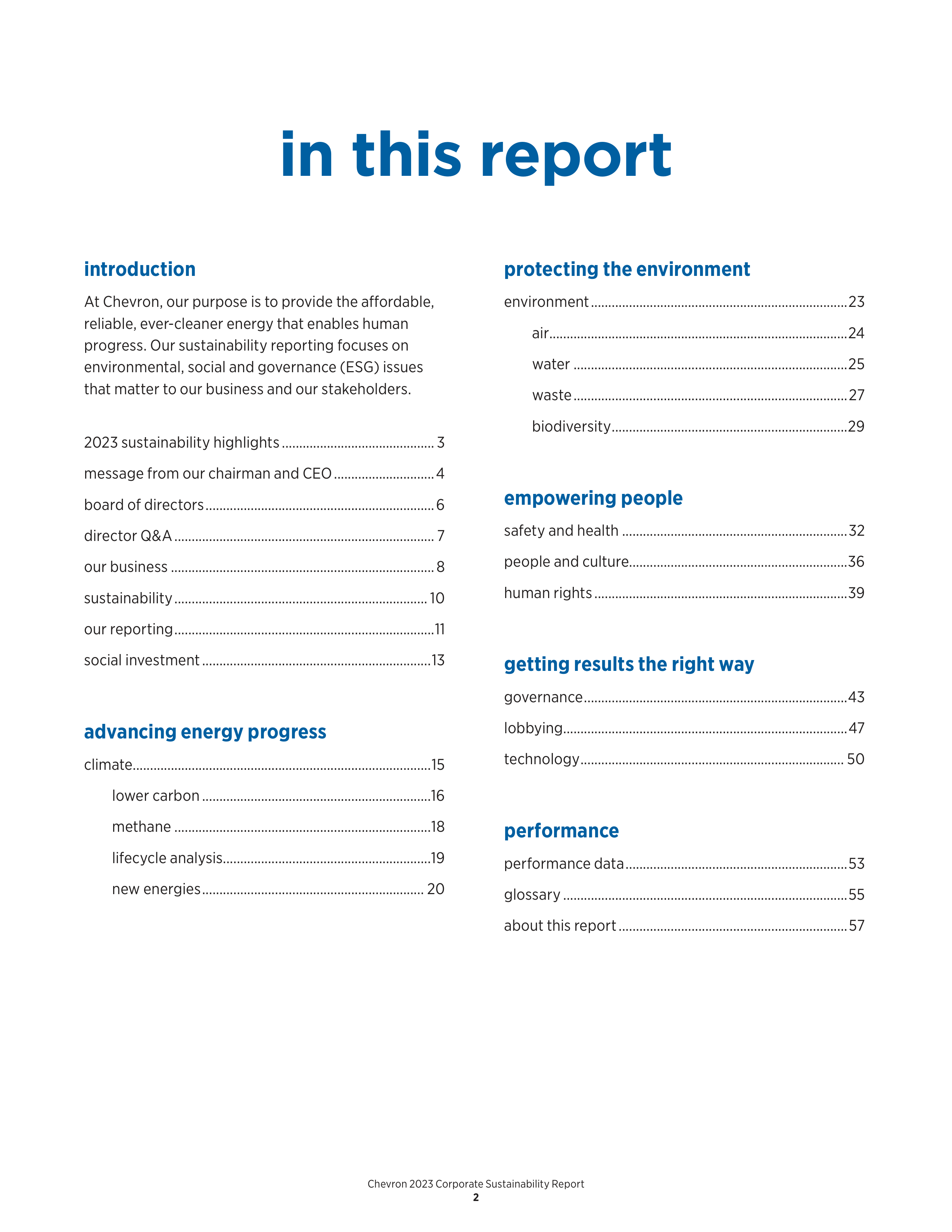 Chevron Sustainability Report — page 4