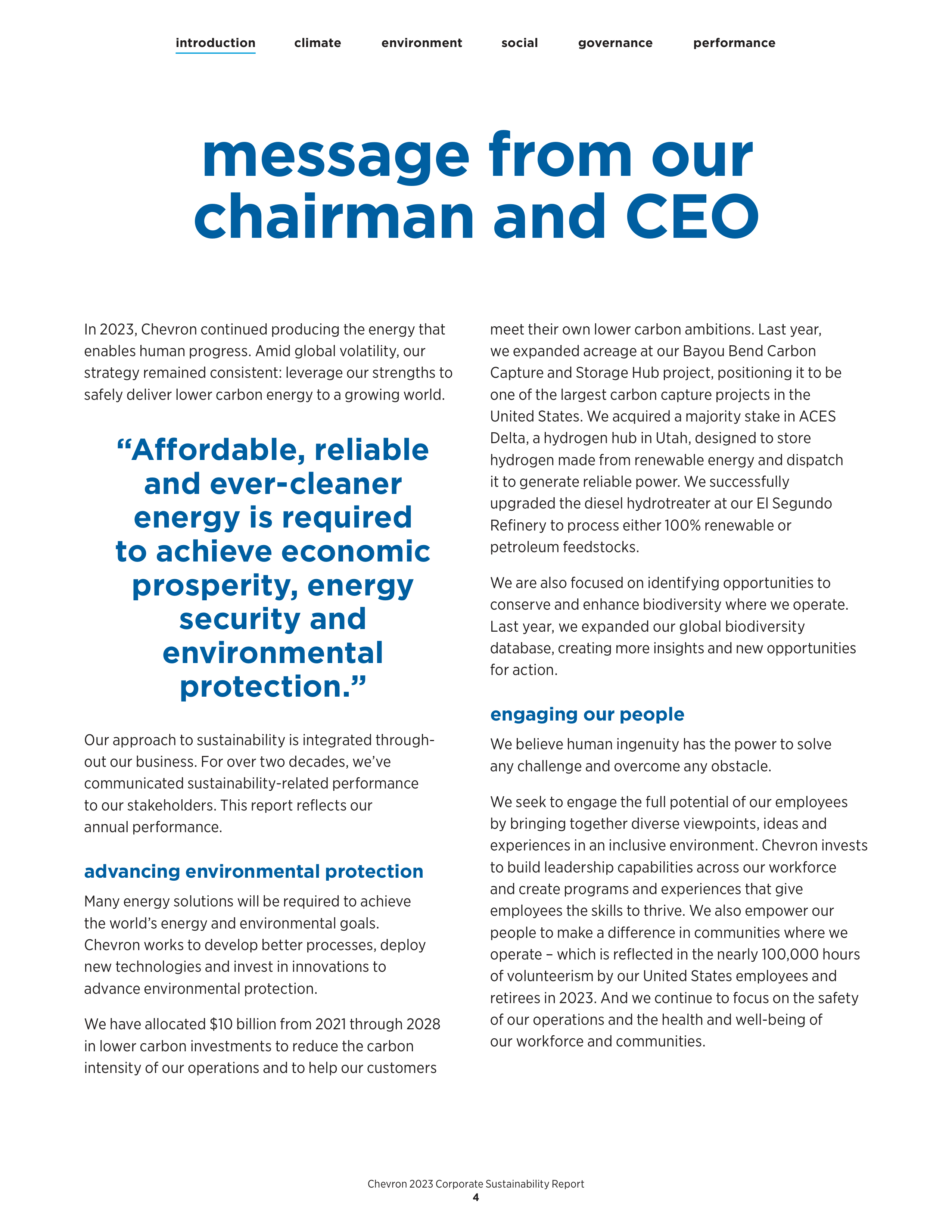 Chevron Sustainability Report — page 6