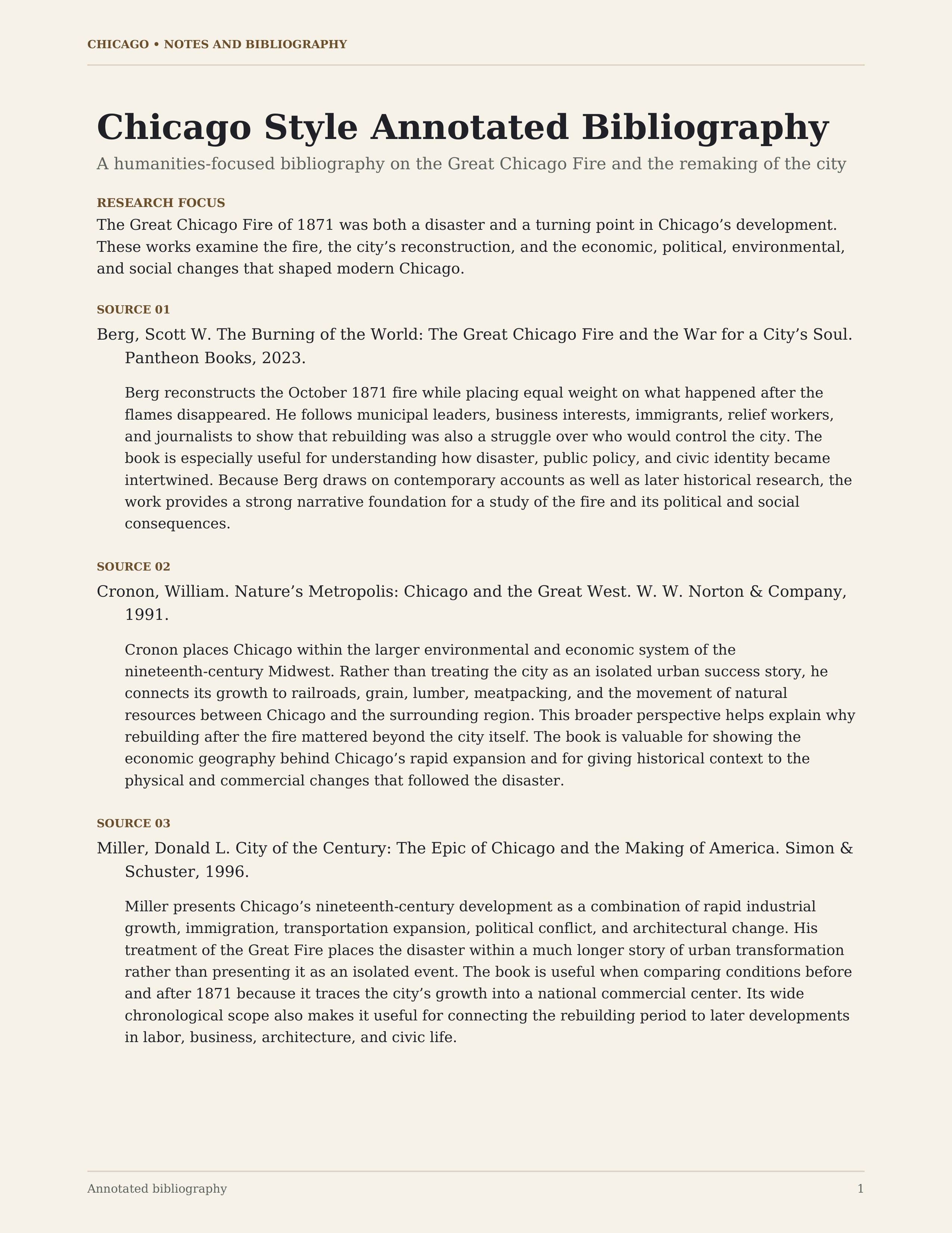 Chicago Style Annotated Bibliography — page 1