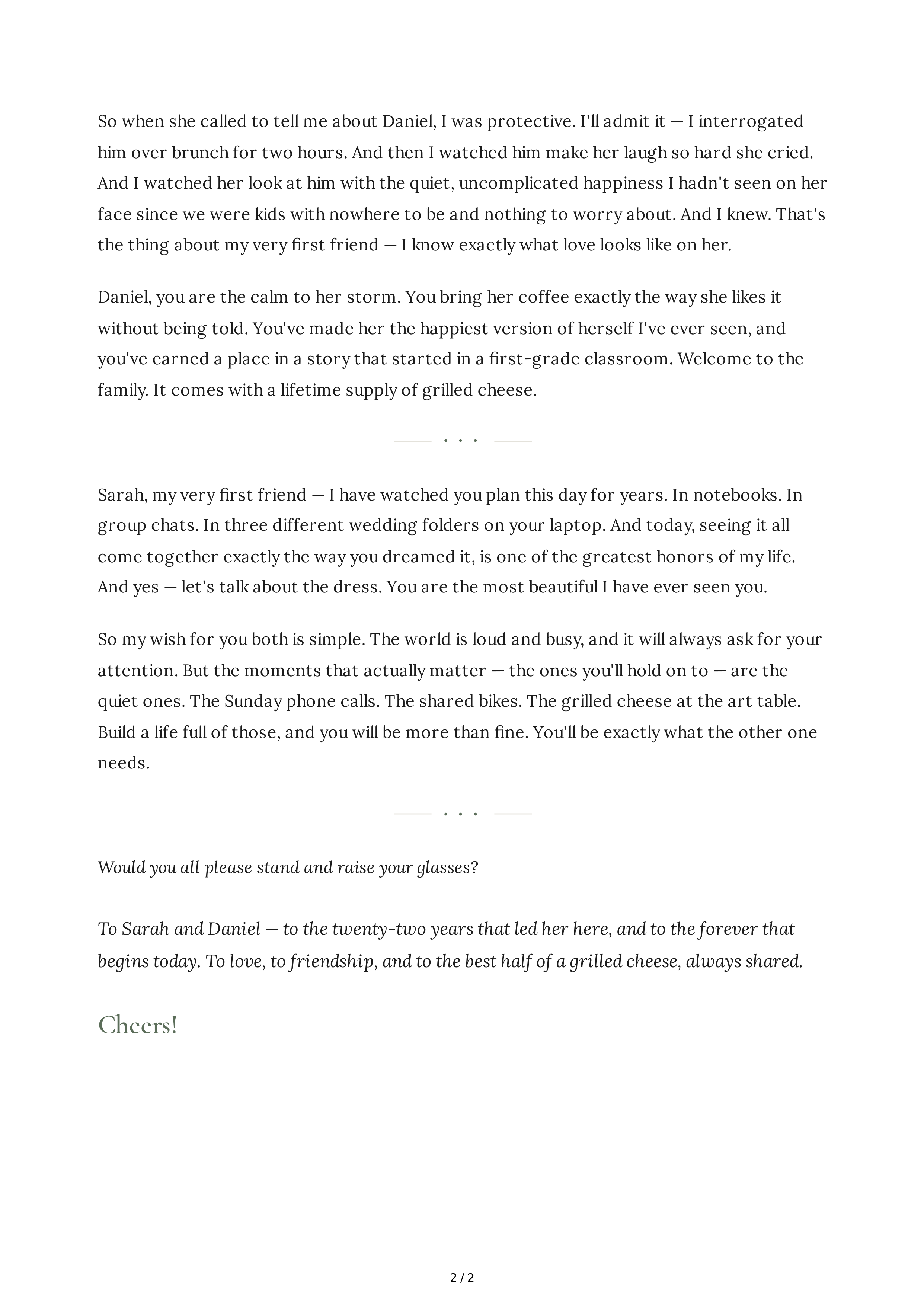 Childhood Best Friend Maid of Honor Speech — page 2