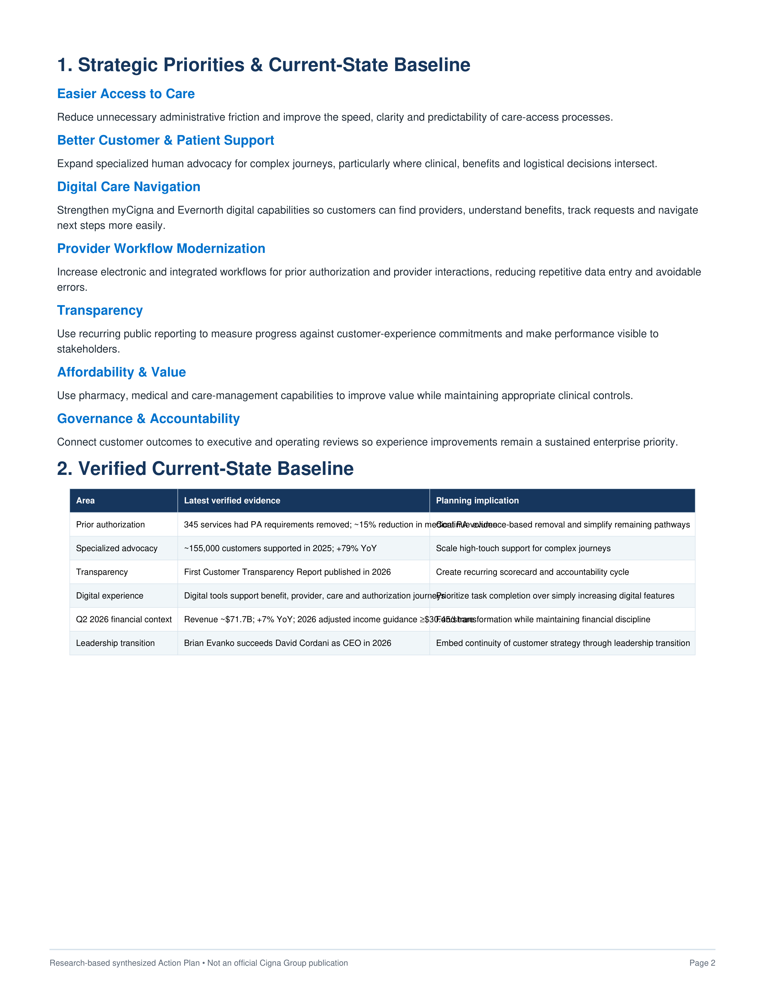 Cigna Group’s Multi-Year Systemic Patient Experience and Digital Care Navigation Action Plan — page 2