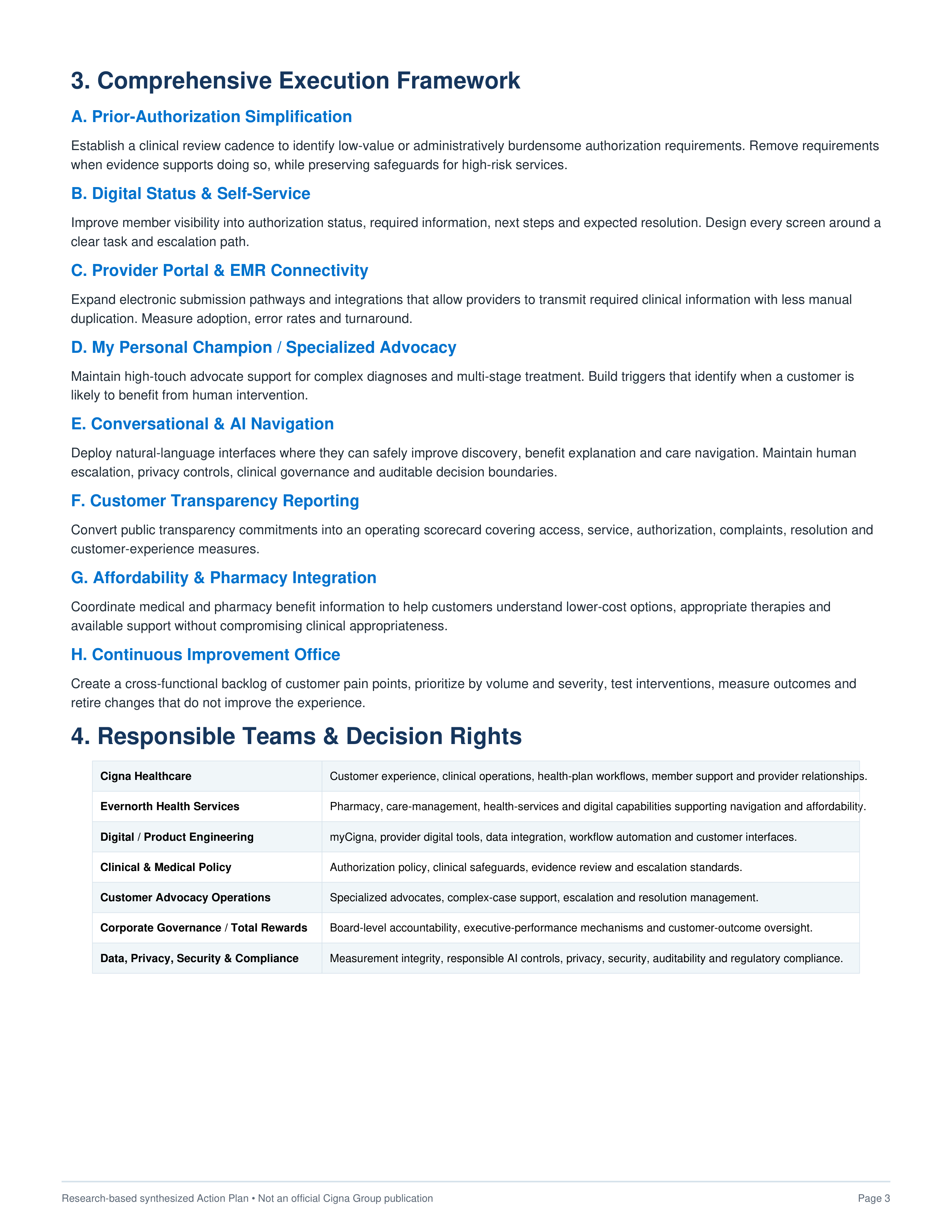 Cigna Group’s Multi-Year Systemic Patient Experience and Digital Care Navigation Action Plan — page 3