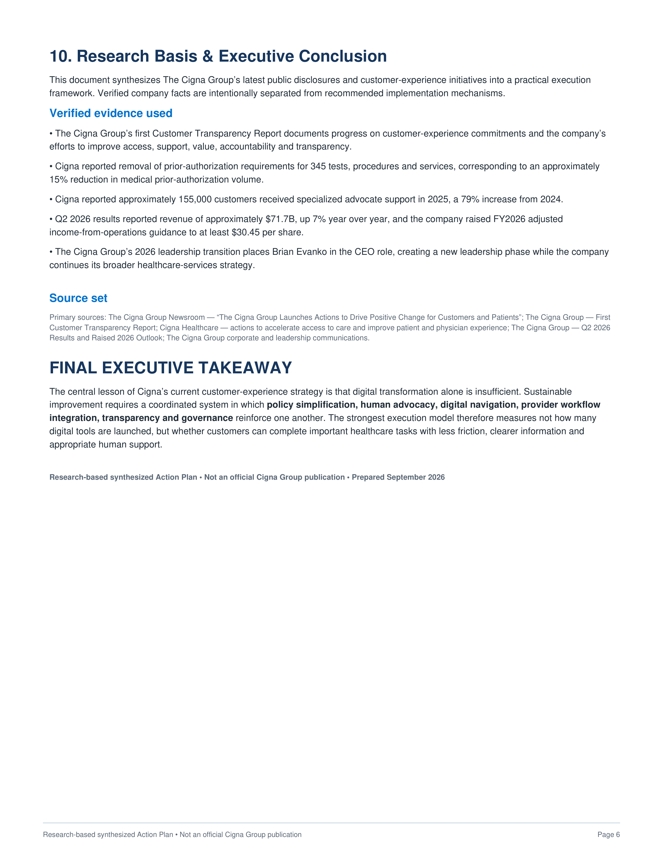 Cigna Group’s Multi-Year Systemic Patient Experience and Digital Care Navigation Action Plan — page 6