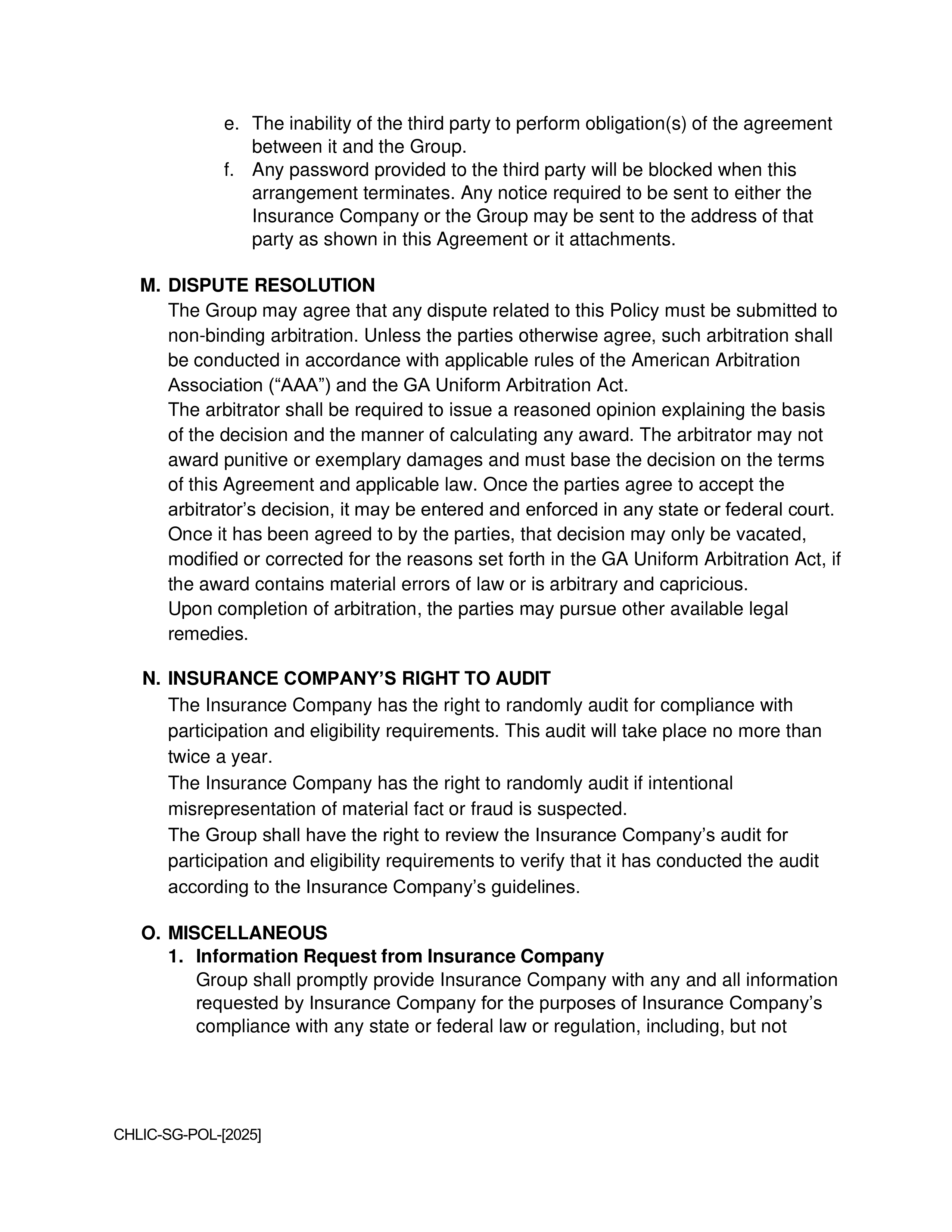 Cigna Health and Life Insurance Company Group Agreement — page 20