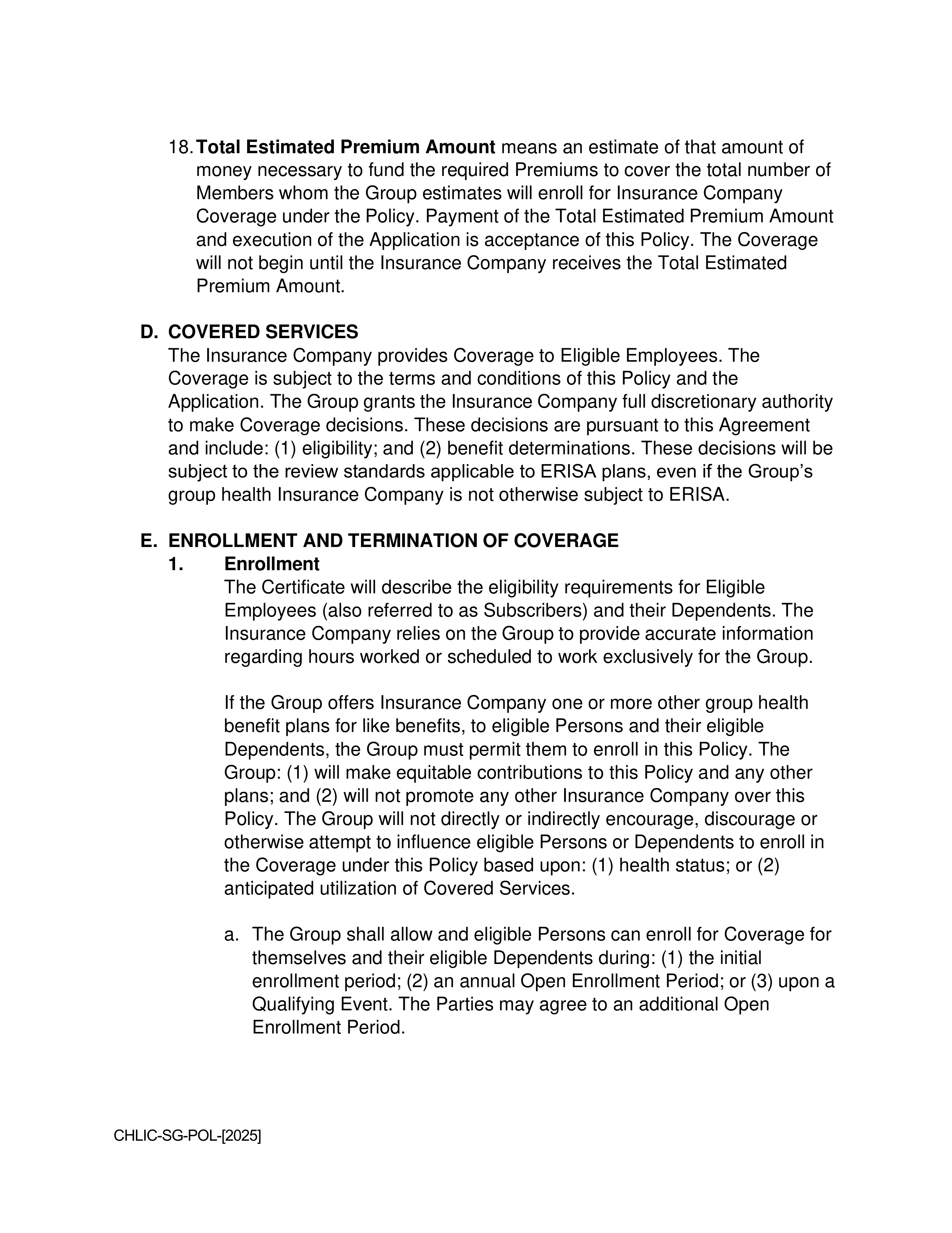 Cigna Health and Life Insurance Company Group Agreement — page 4
