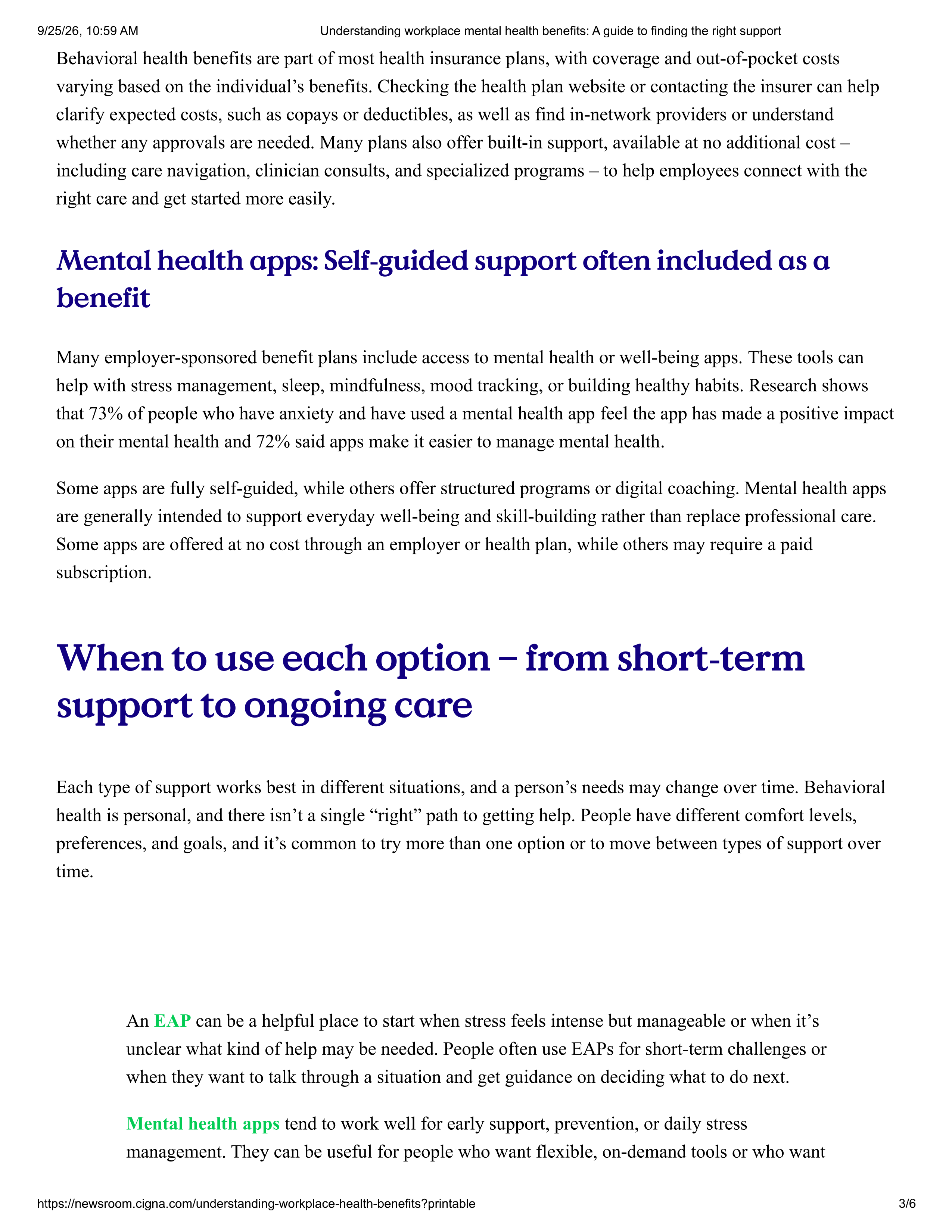 Cigna Healthcare Workplace Mental Health Benefits Guide — page 3