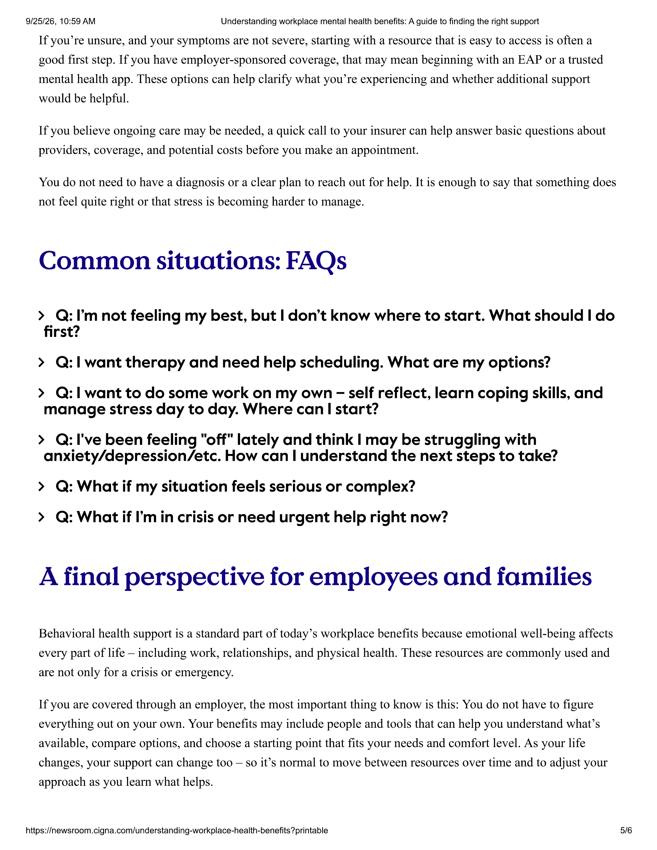 Cigna Healthcare Workplace Mental Health Benefits Guide — page 5