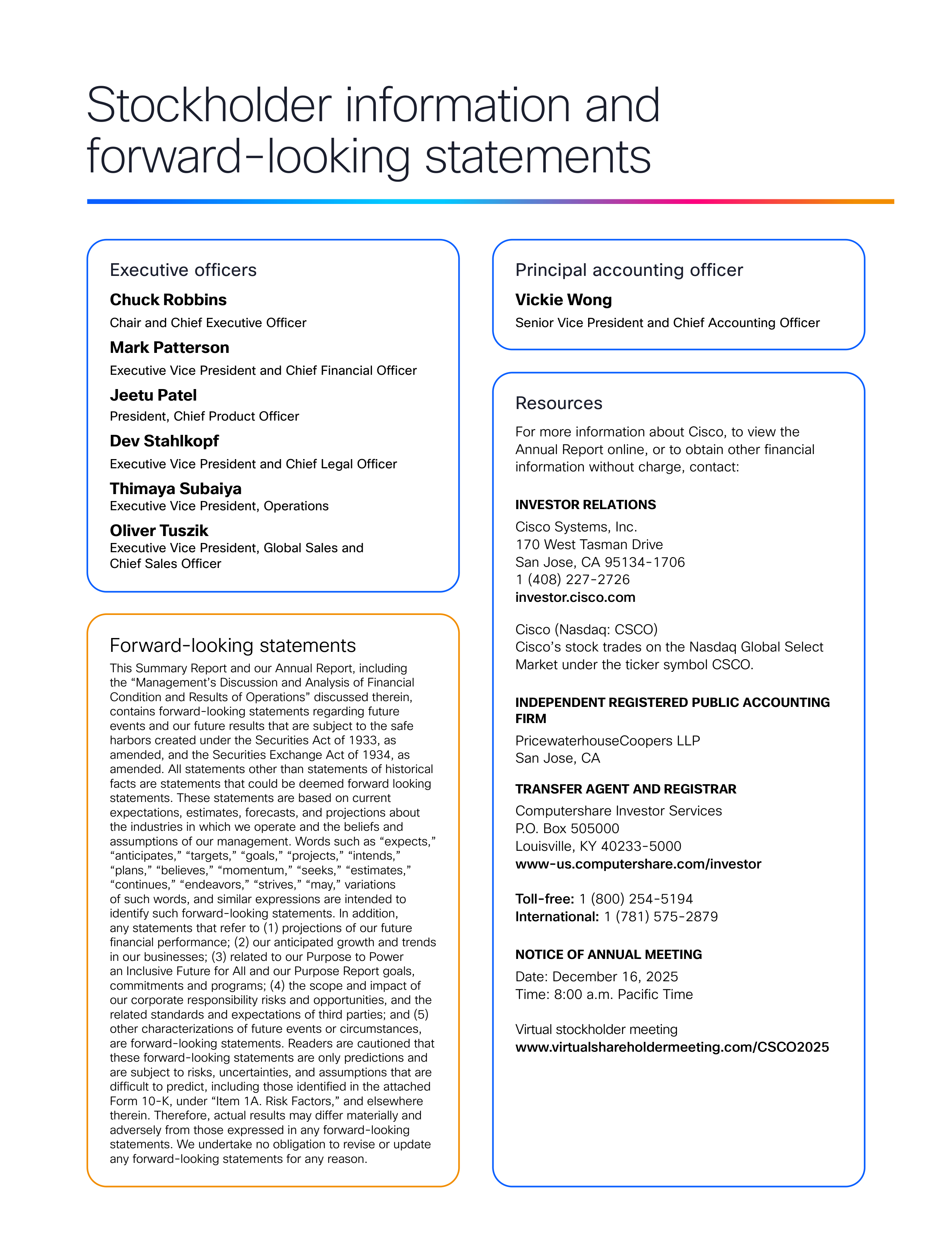 Cisco Annual Report — page 127