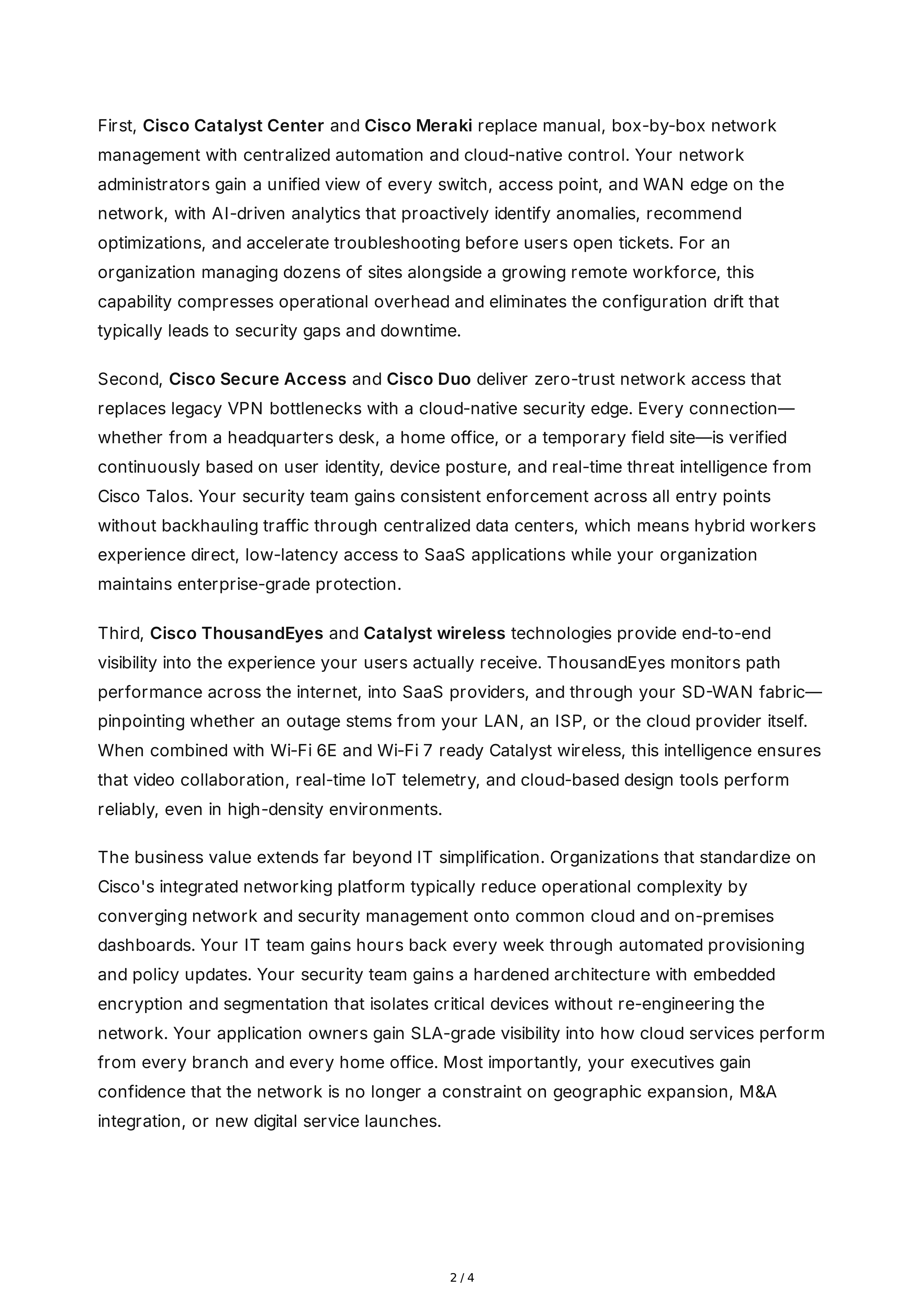 Cisco Networking Sales Letter — page 2