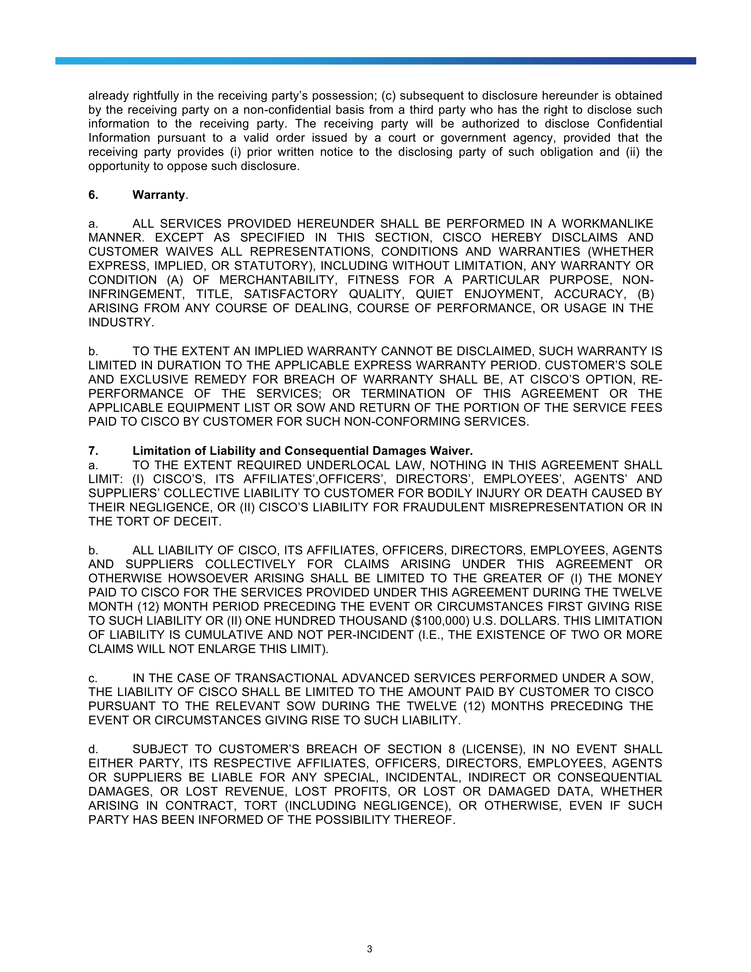 Cisco Resale Service Agreement — page 3