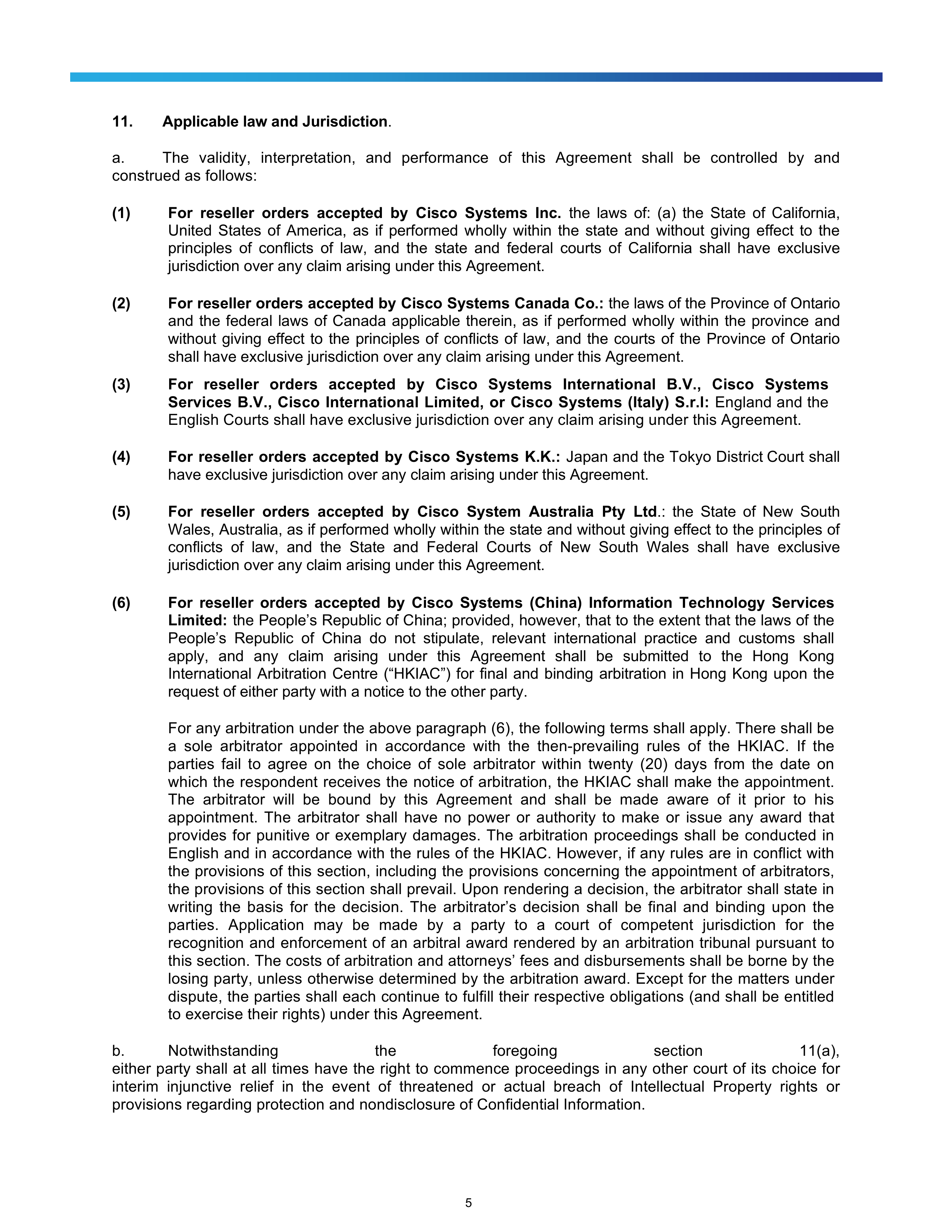 Cisco Resale Service Agreement — page 5