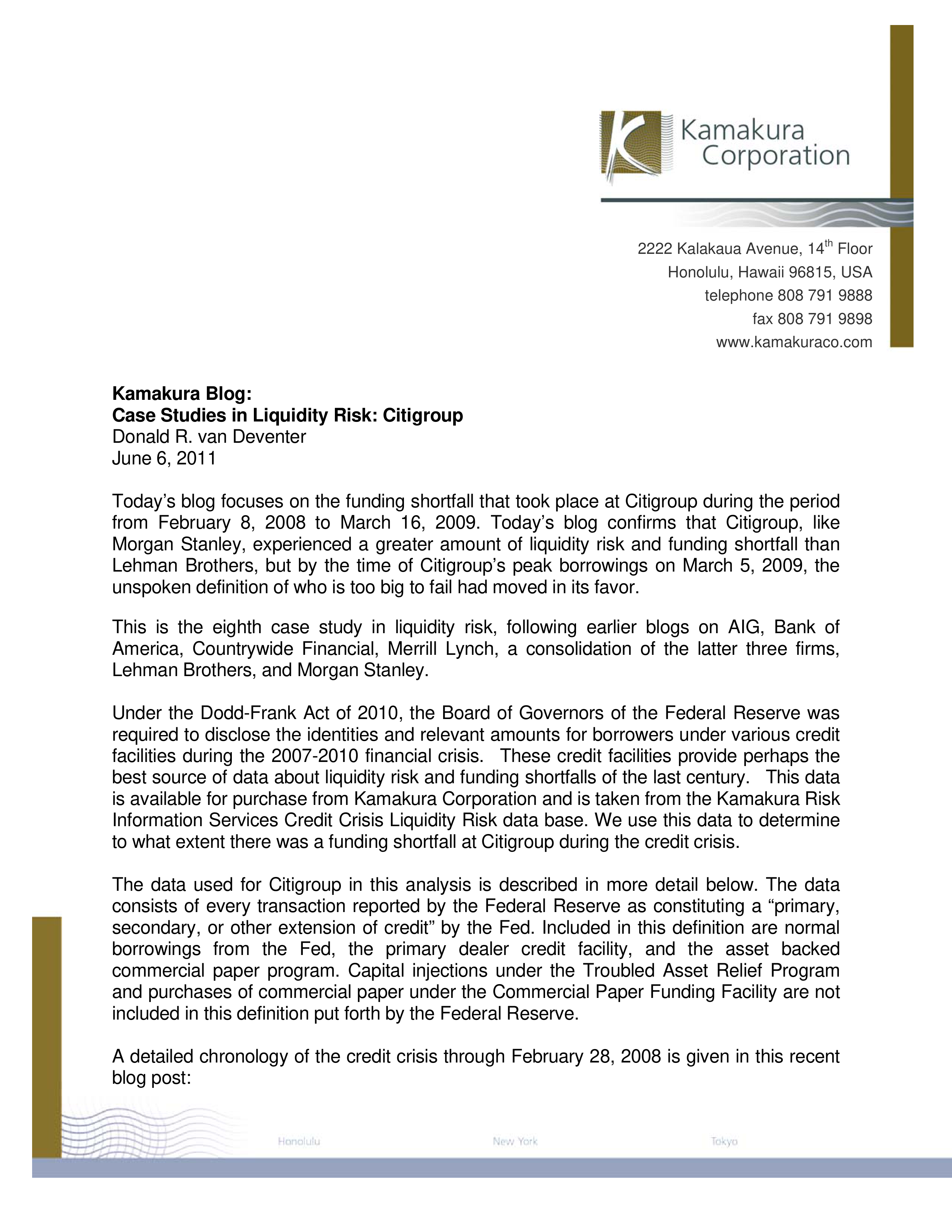 Citigroup Case Study — page 1