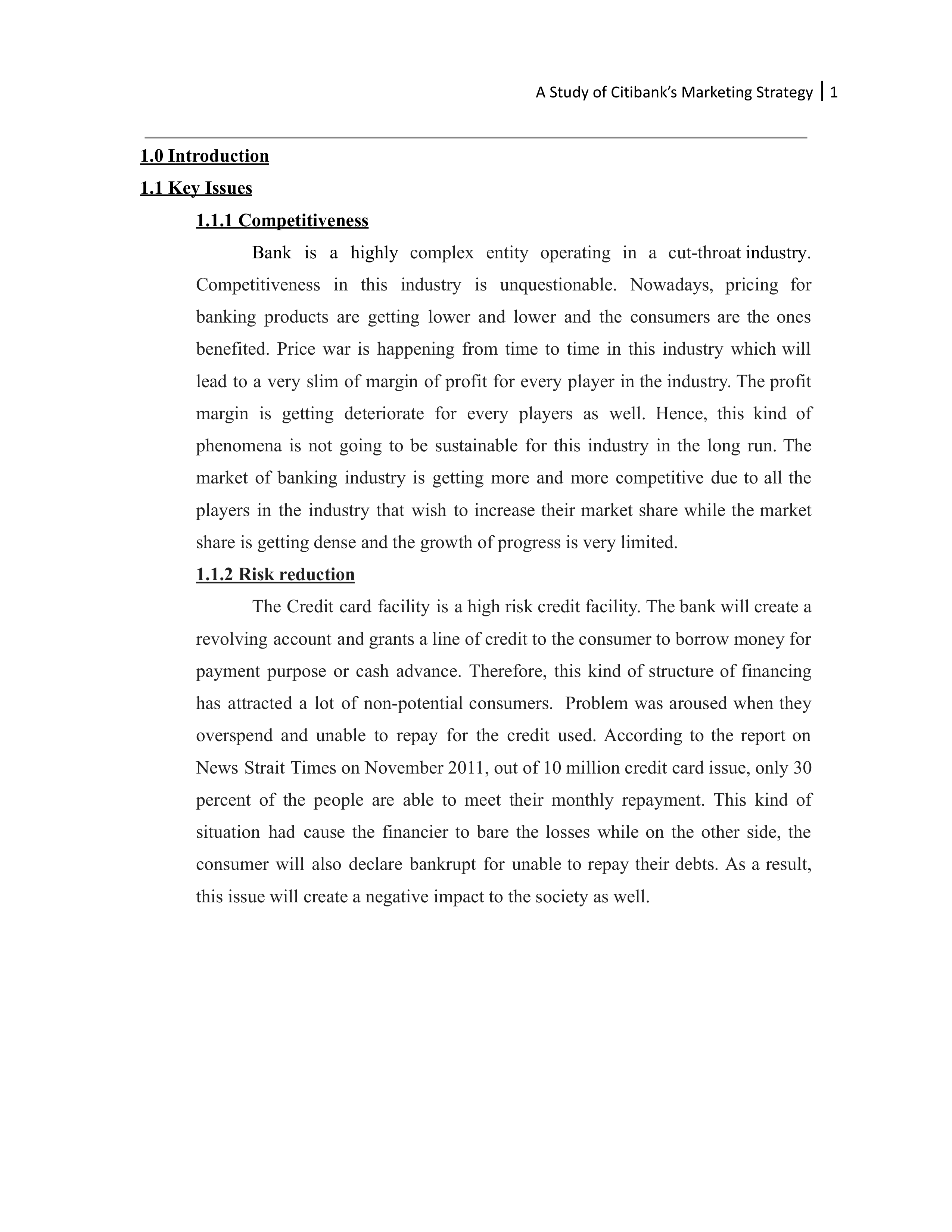 Citibank Marketing Strategy — page 1