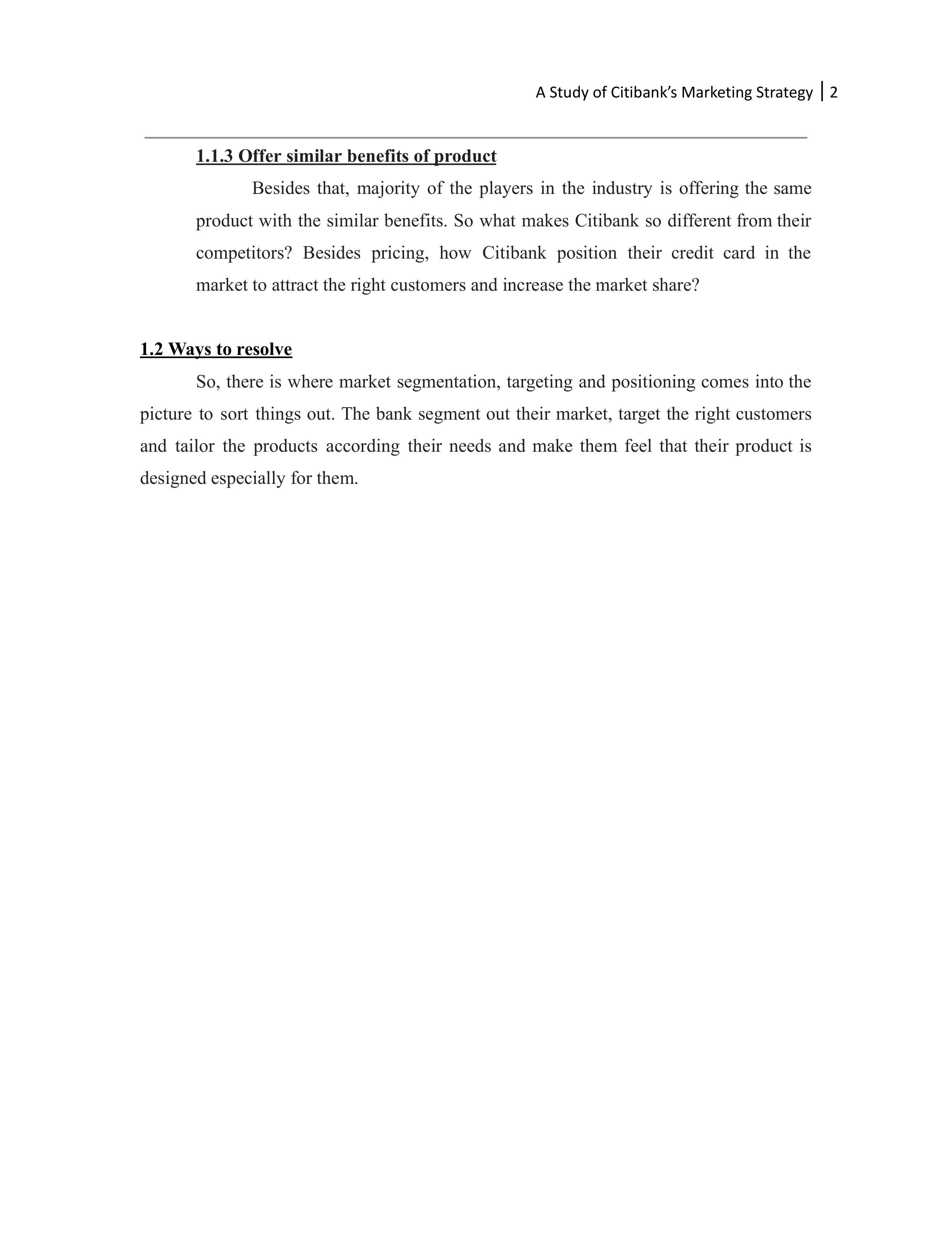 Citibank Marketing Strategy — page 2