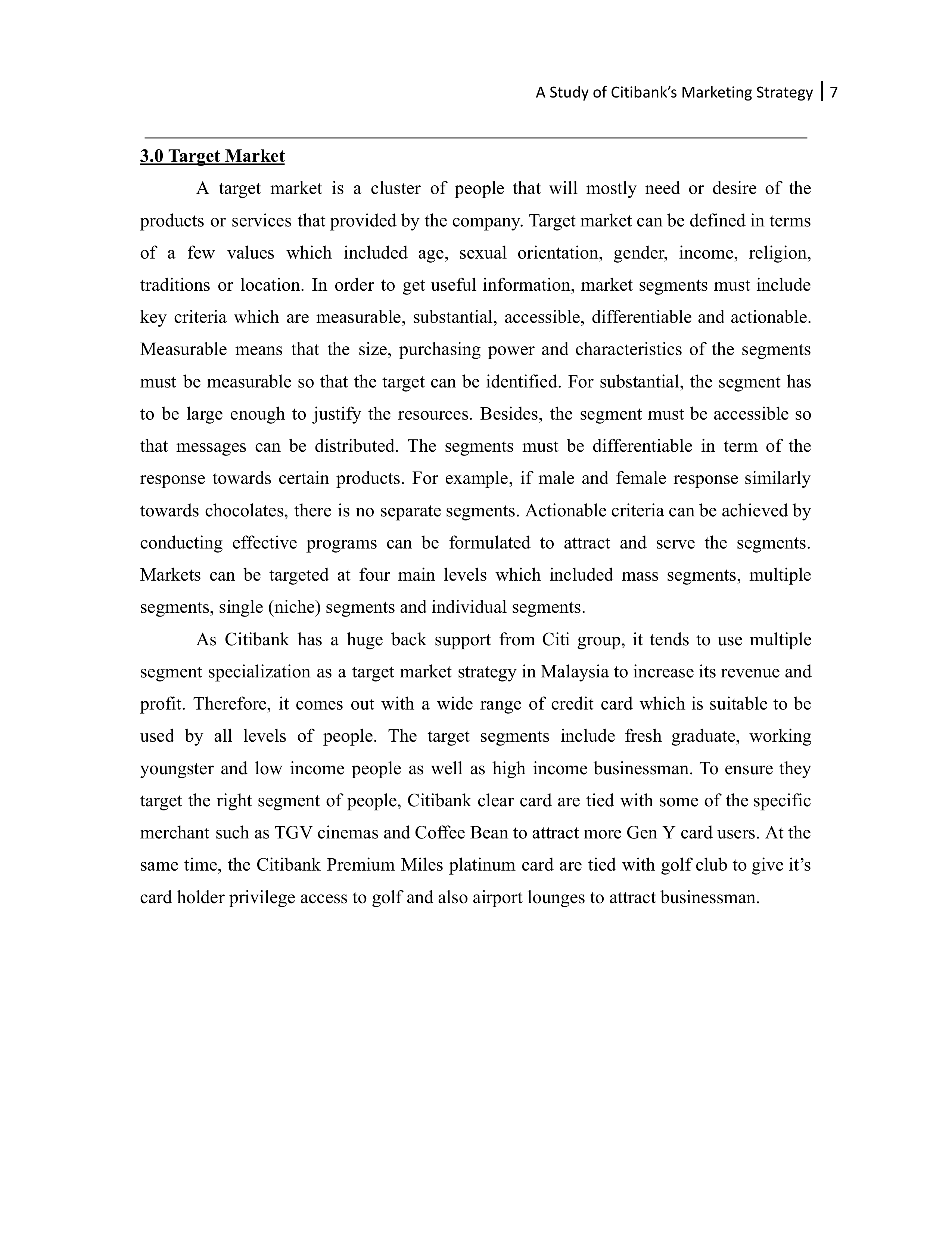 Citibank Marketing Strategy — page 7