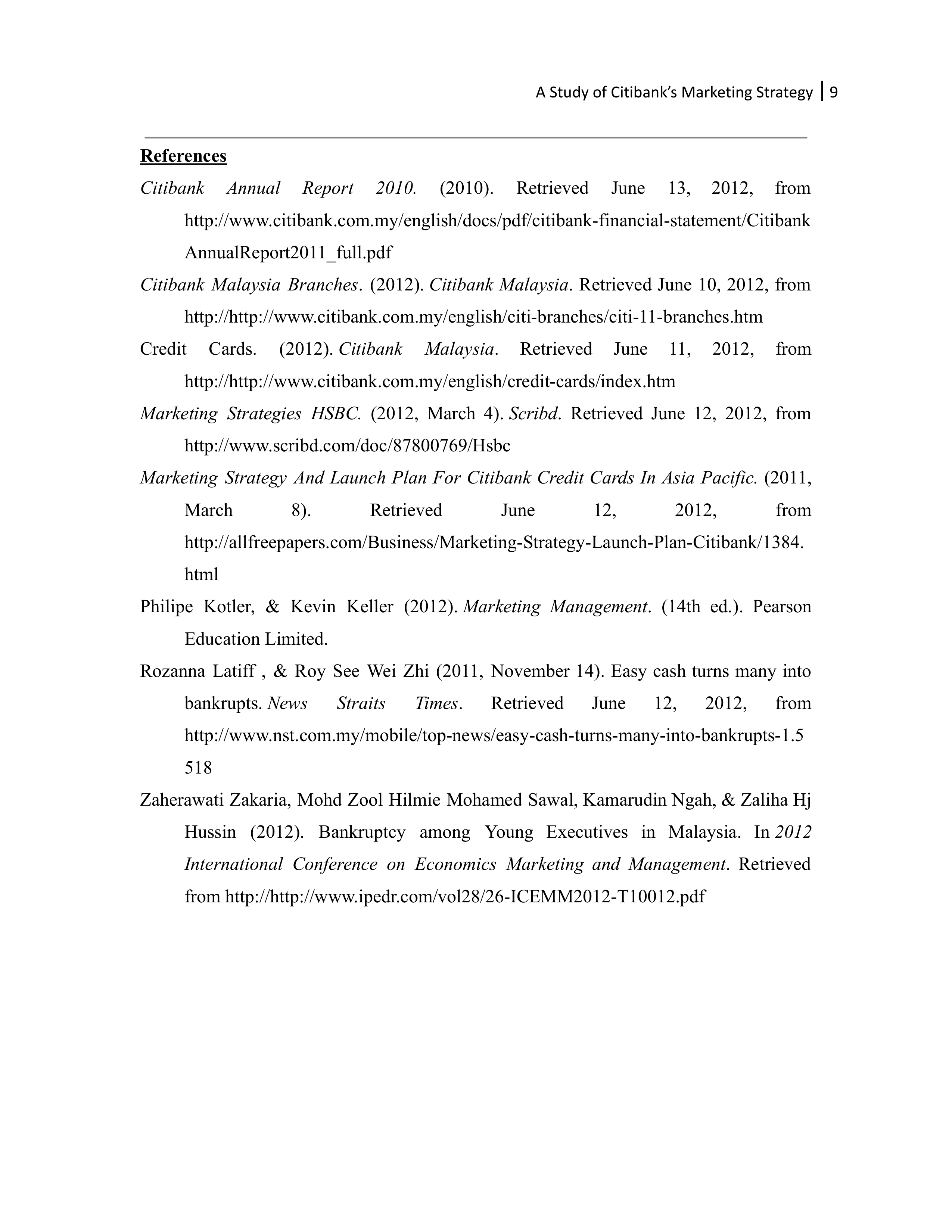 Citibank Marketing Strategy — page 9