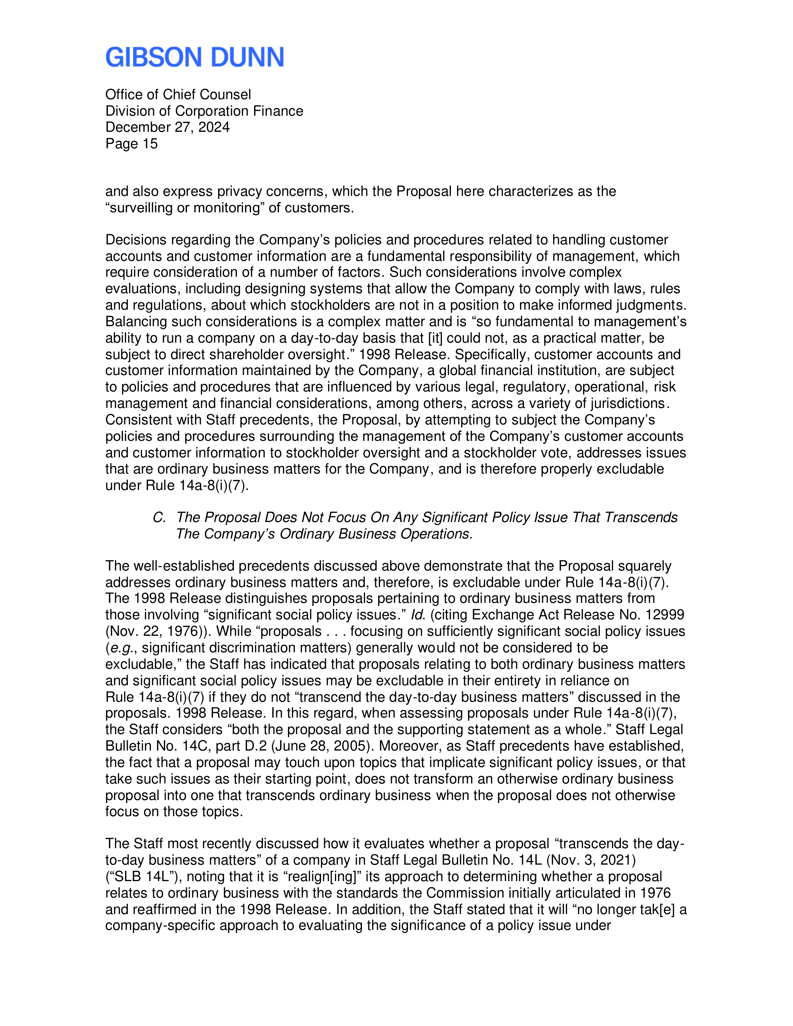 Citigroup Proposal  — page 16
