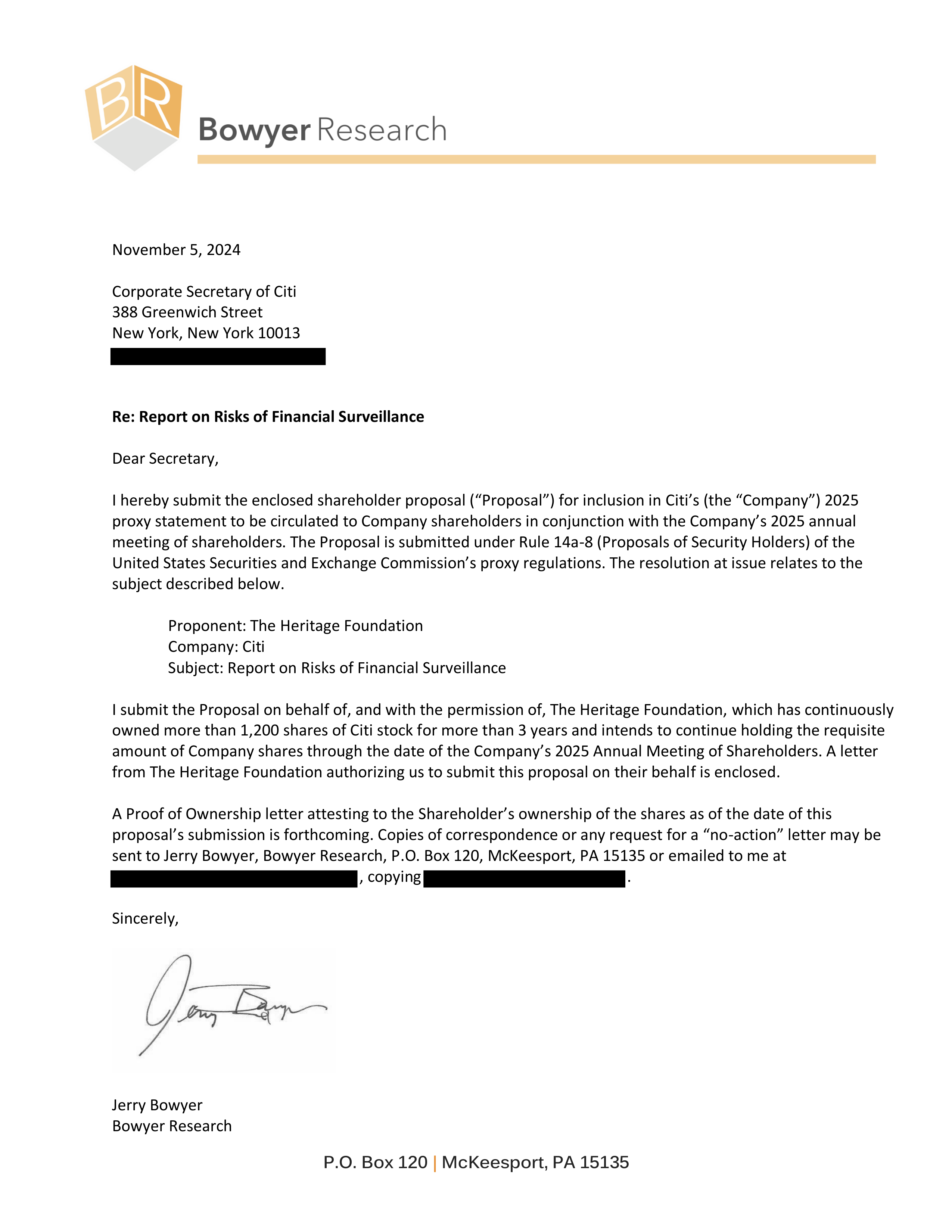 Citigroup Proposal  — page 24