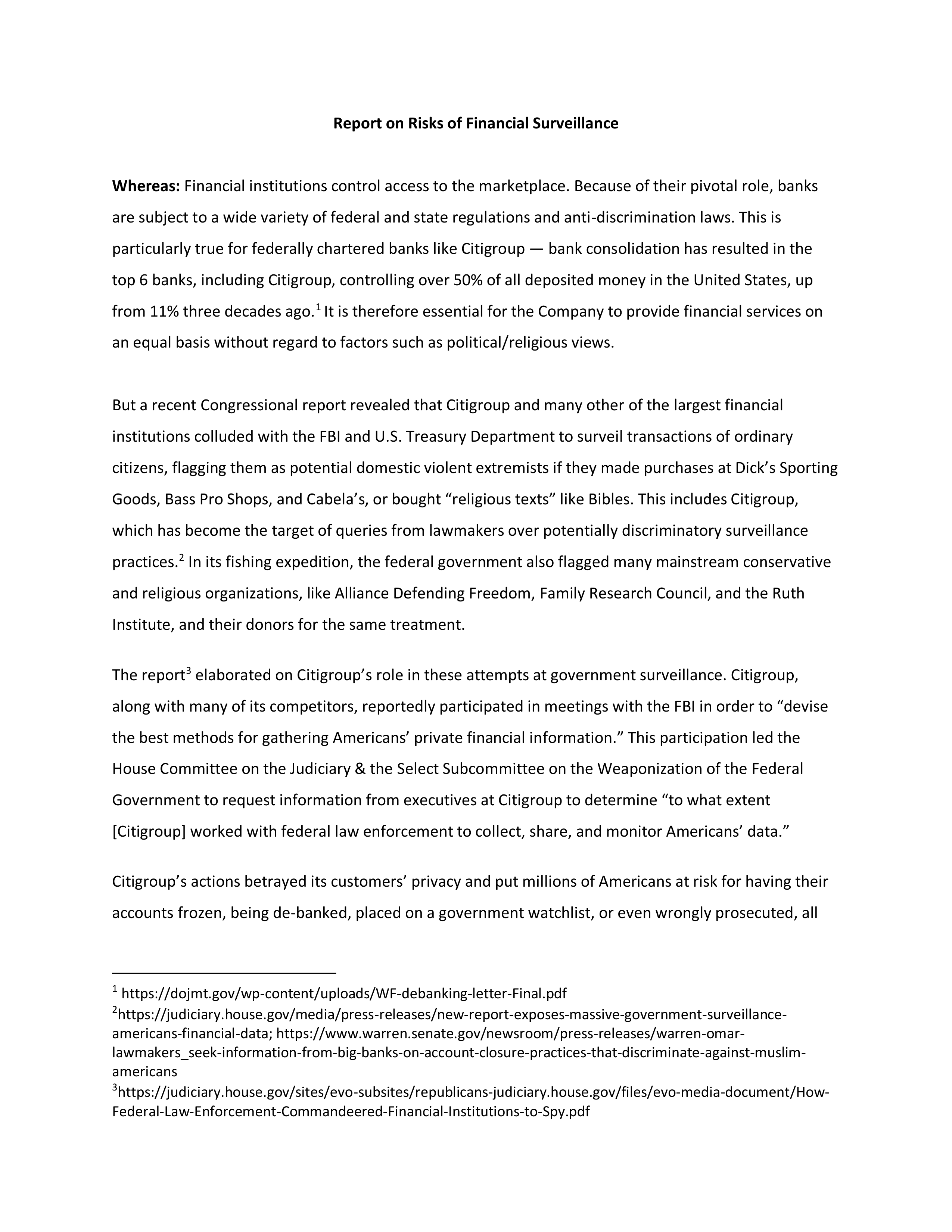 Citigroup Proposal  — page 26