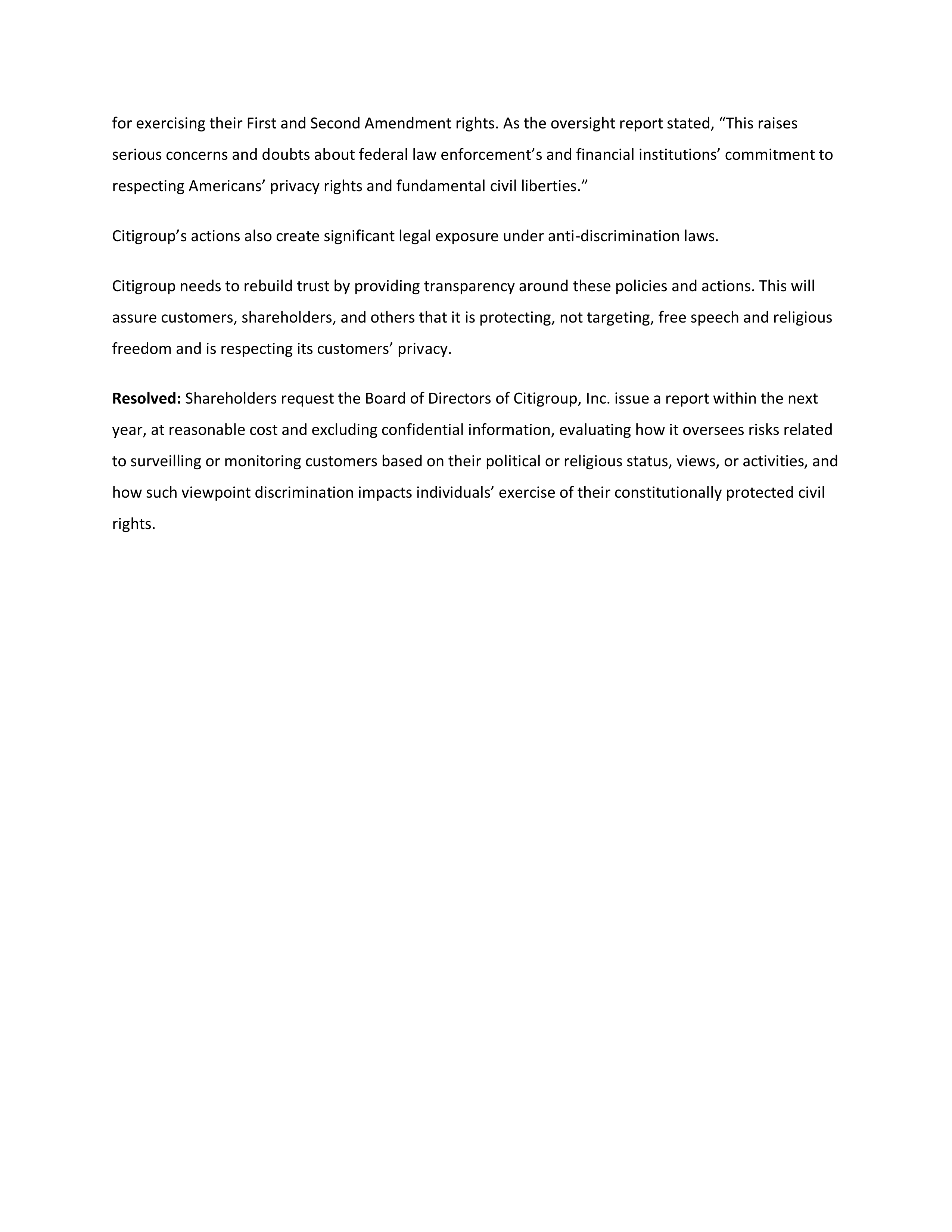 Citigroup Proposal  — page 27