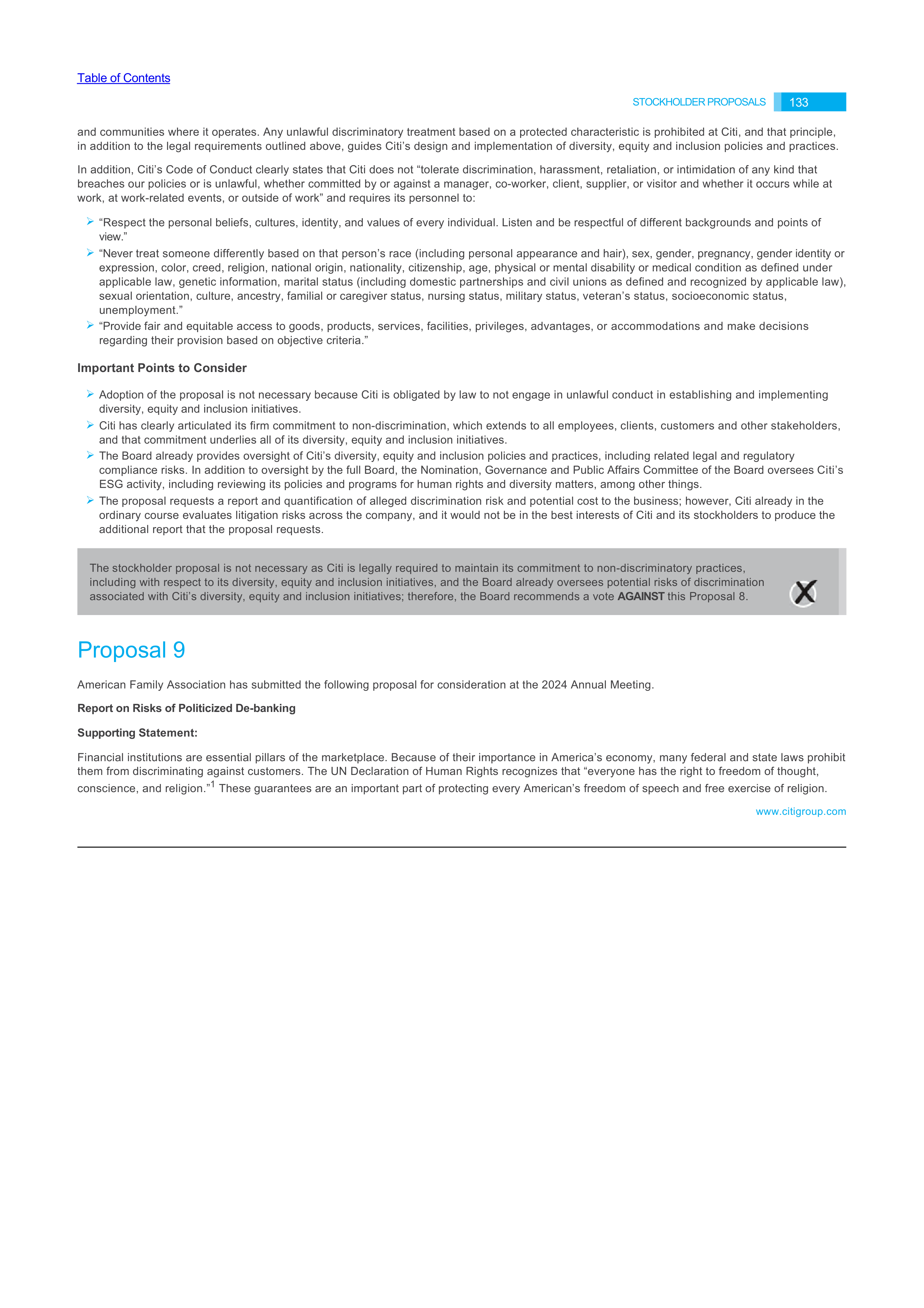 Citigroup Proposal  — page 29
