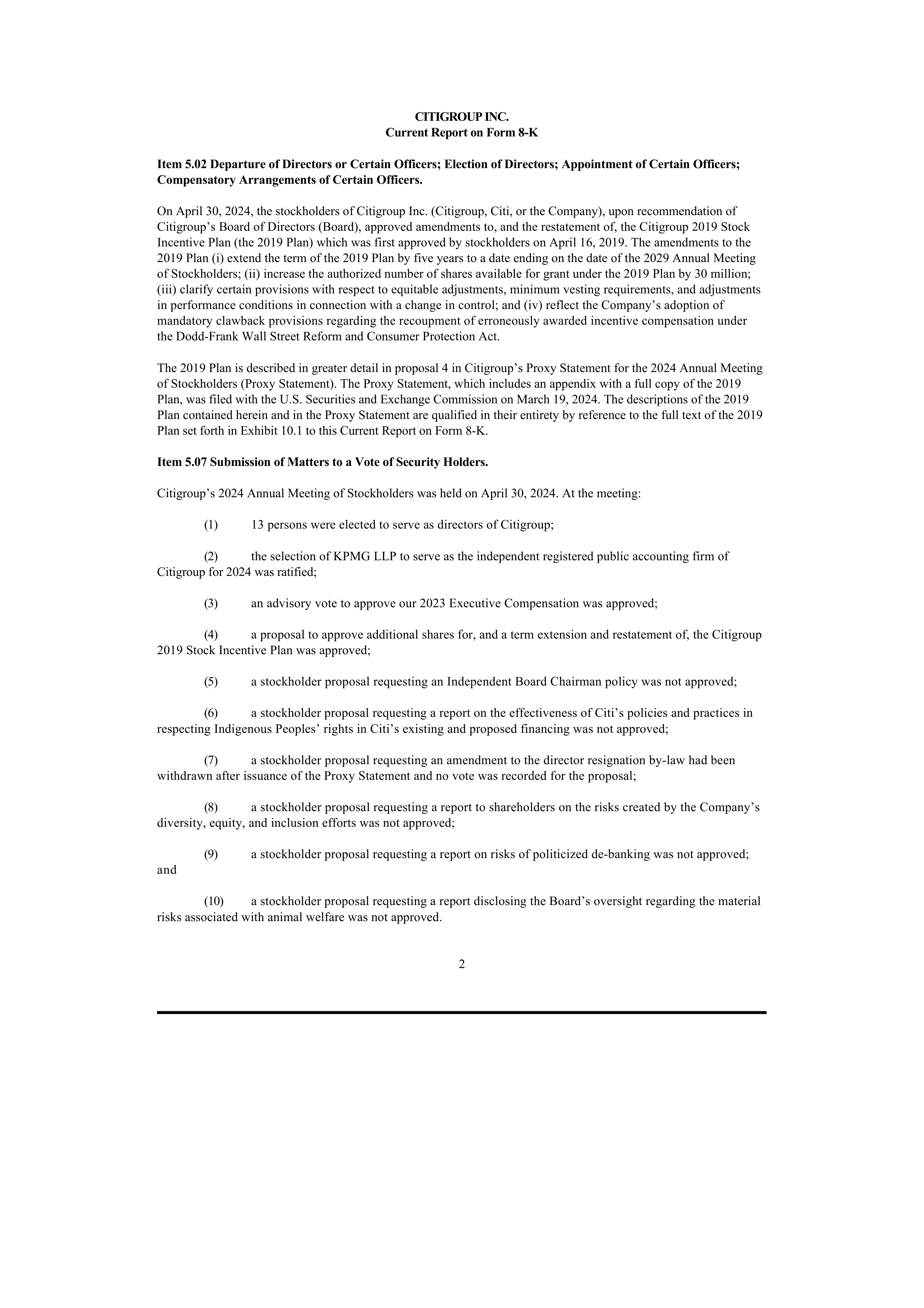 Citigroup Proposal  — page 35