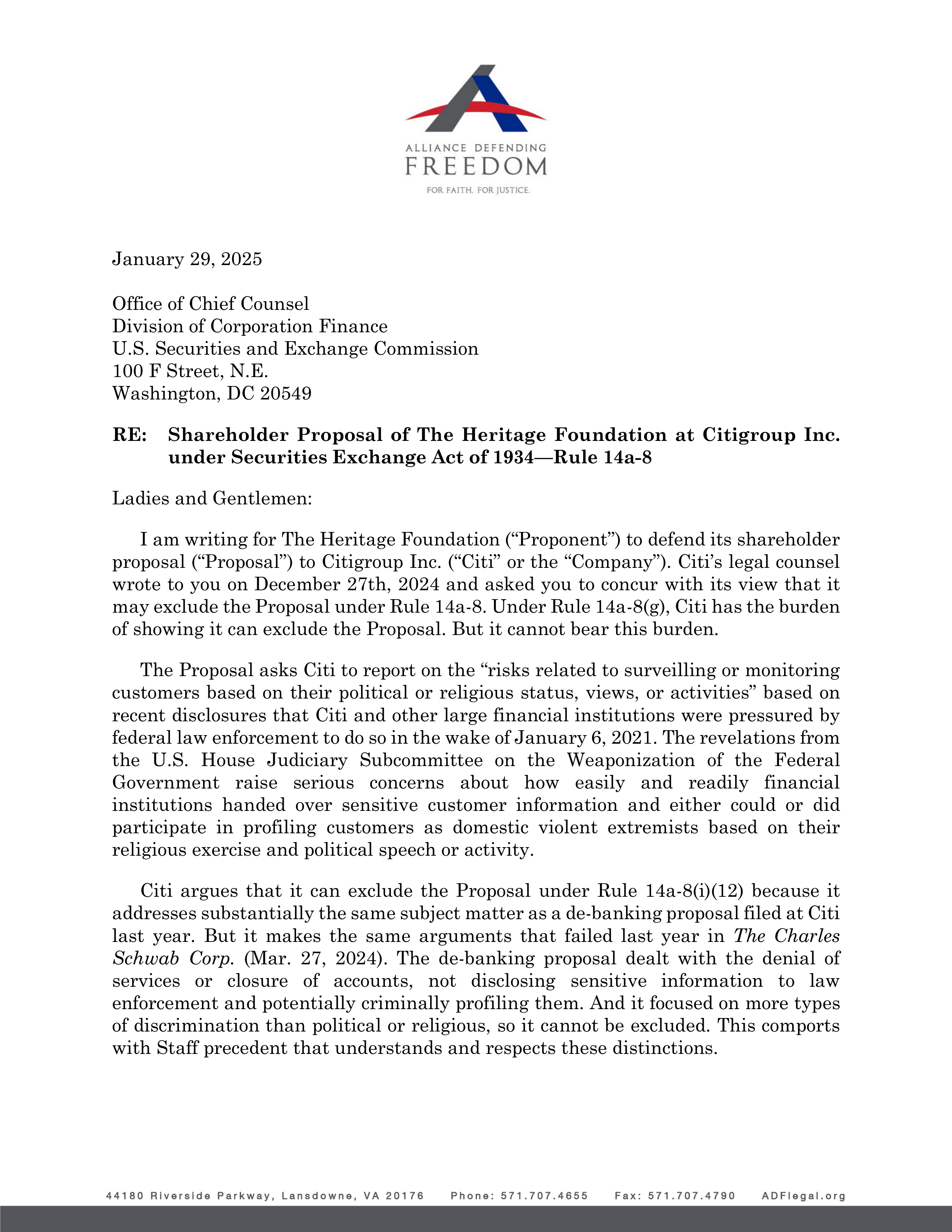 Citigroup Proposal  — page 39