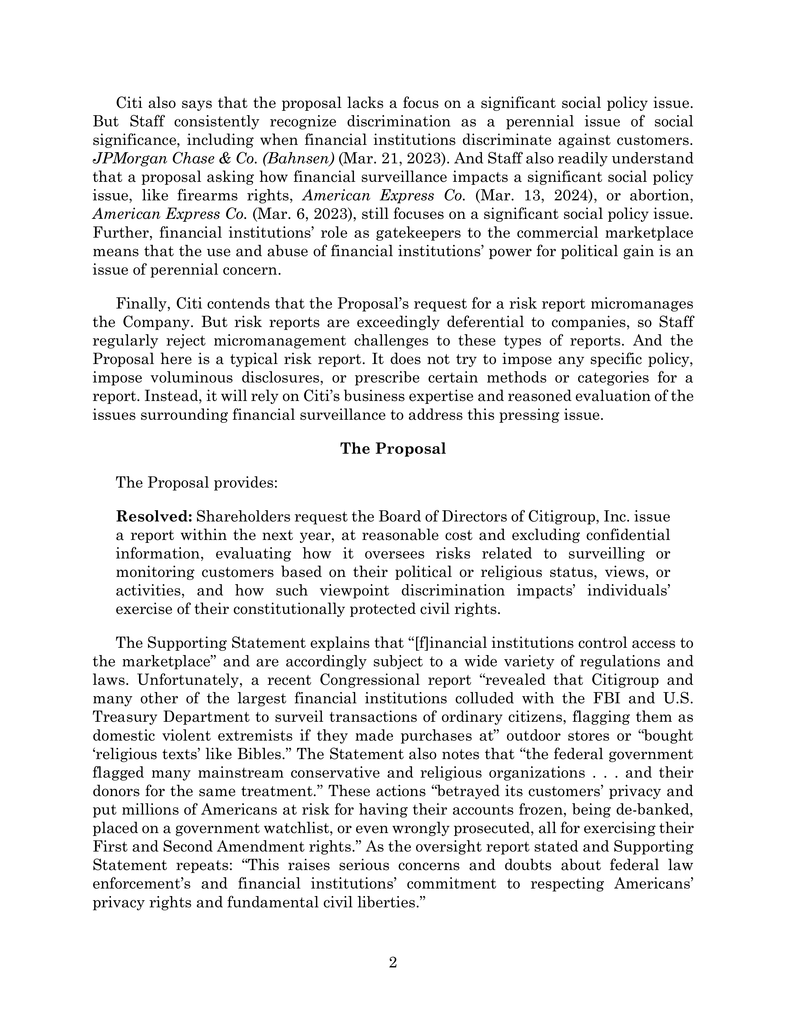 Citigroup Proposal  — page 40
