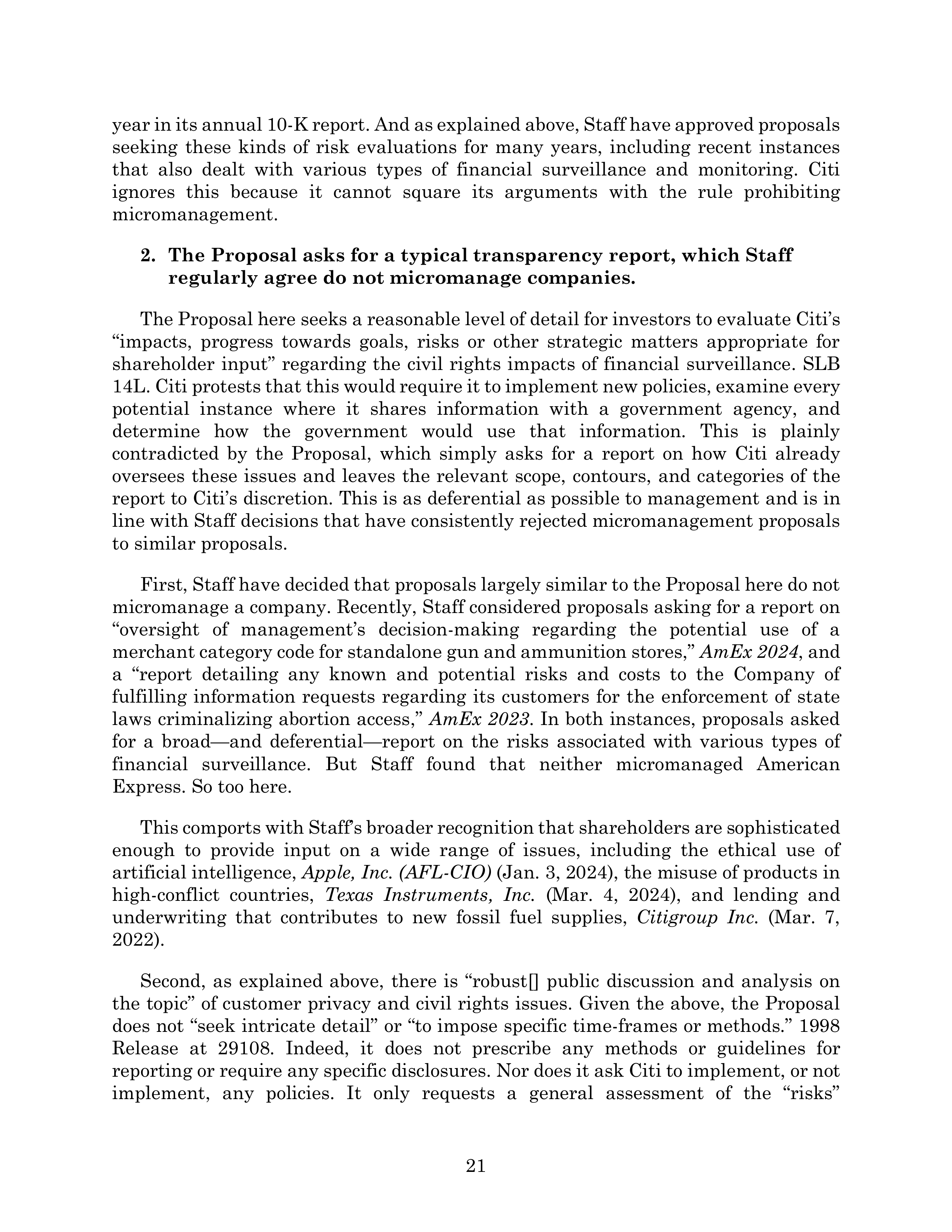 Citigroup Proposal  — page 59