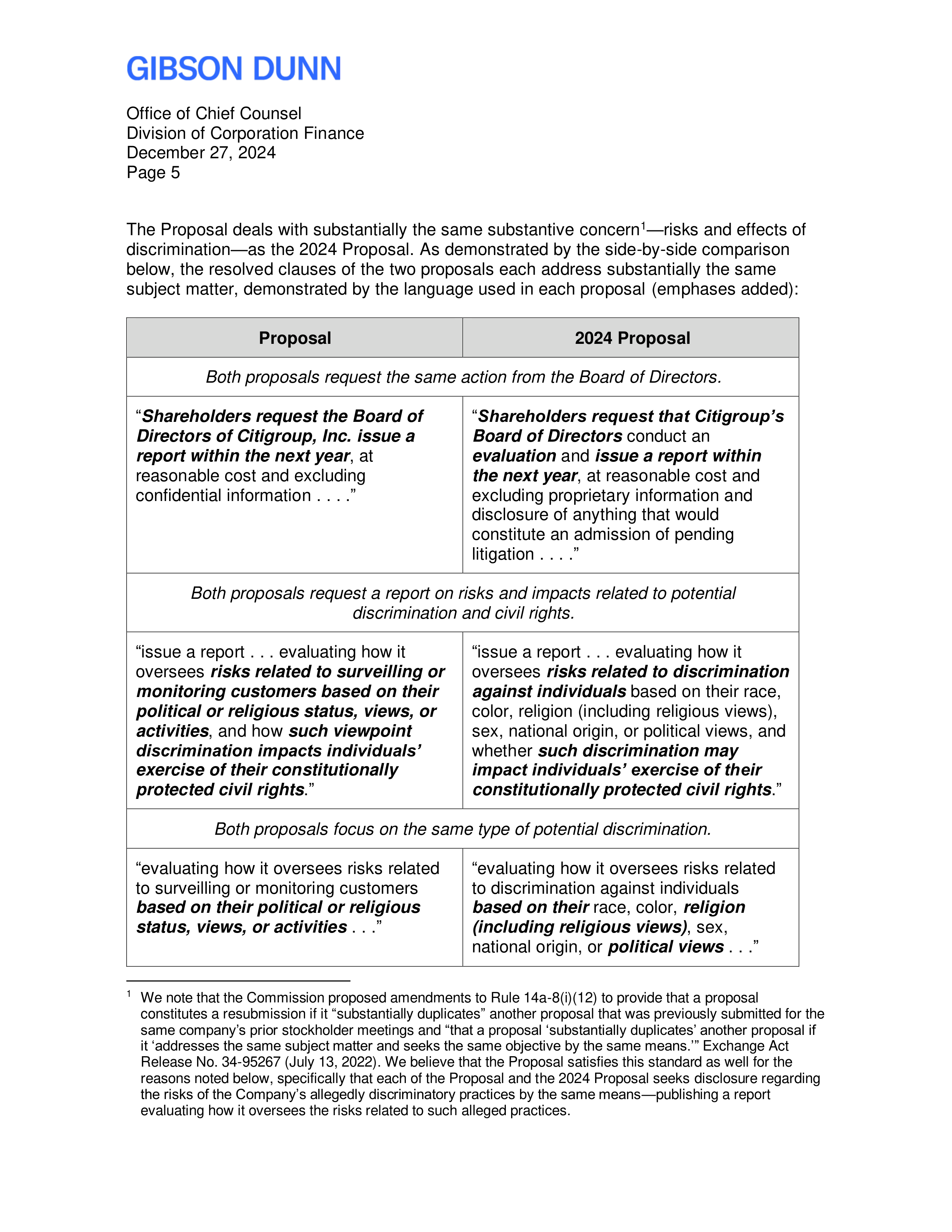 Citigroup Proposal  — page 6
