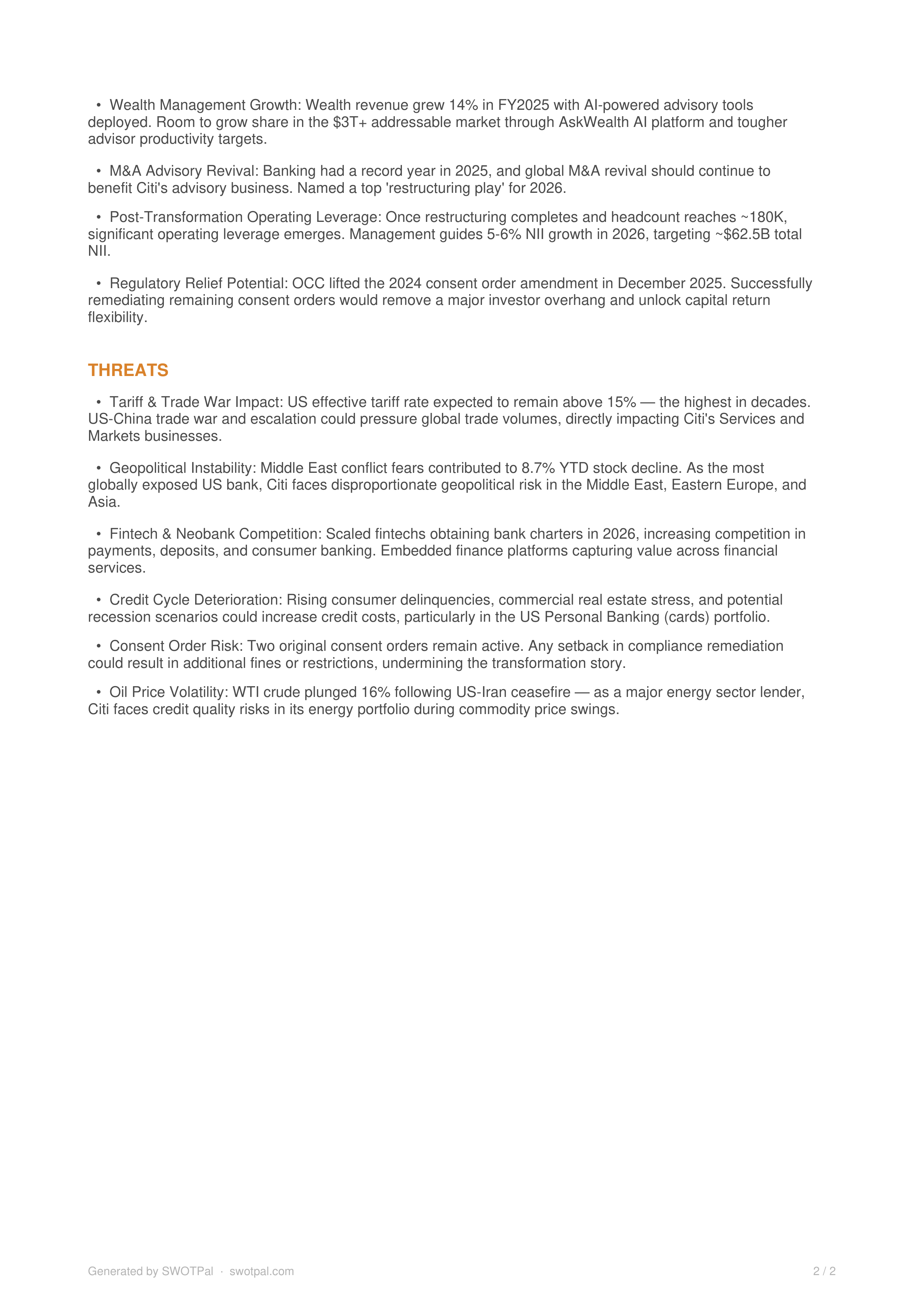 Citigroup Swot Analysis  — page 2