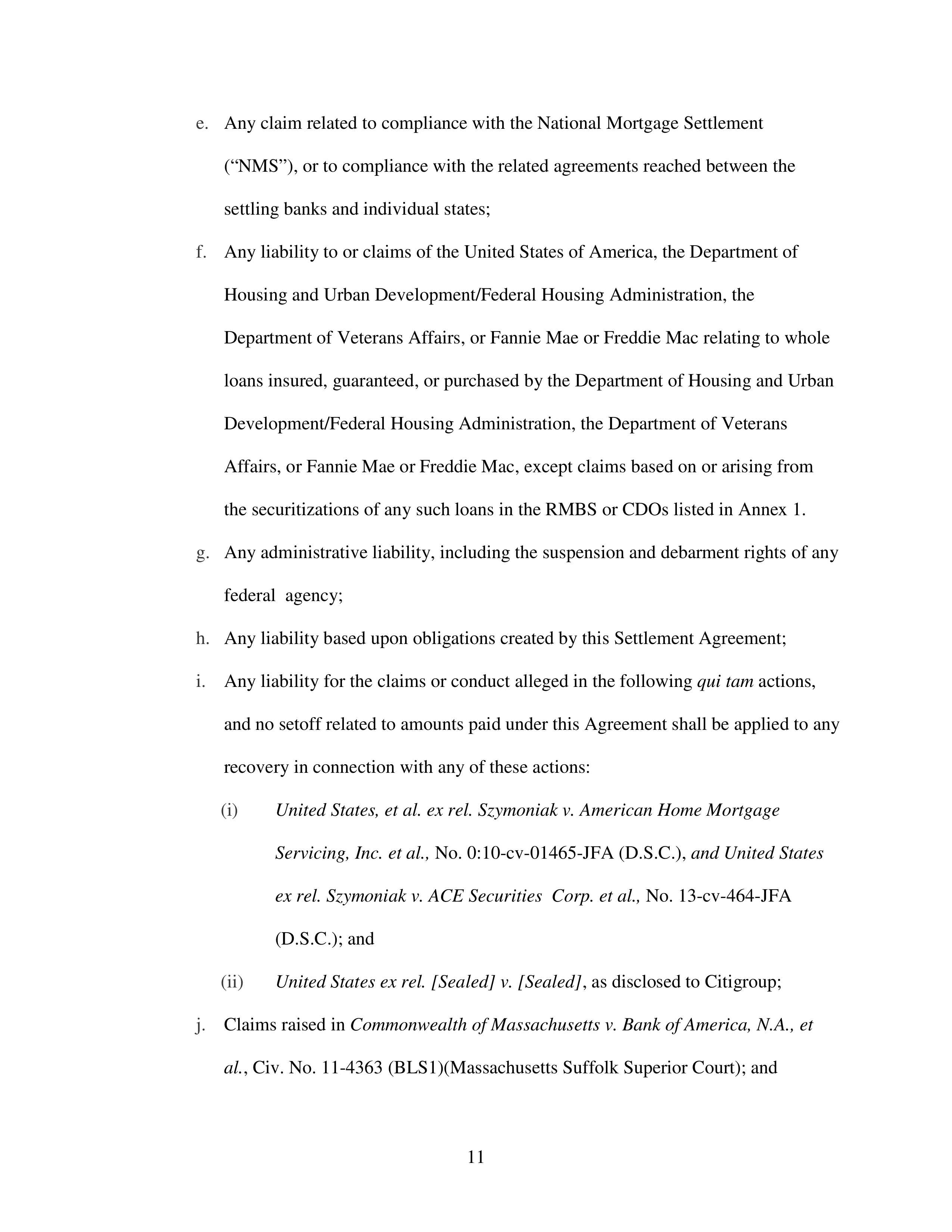 Citigroup Settlement Agreement — page 11