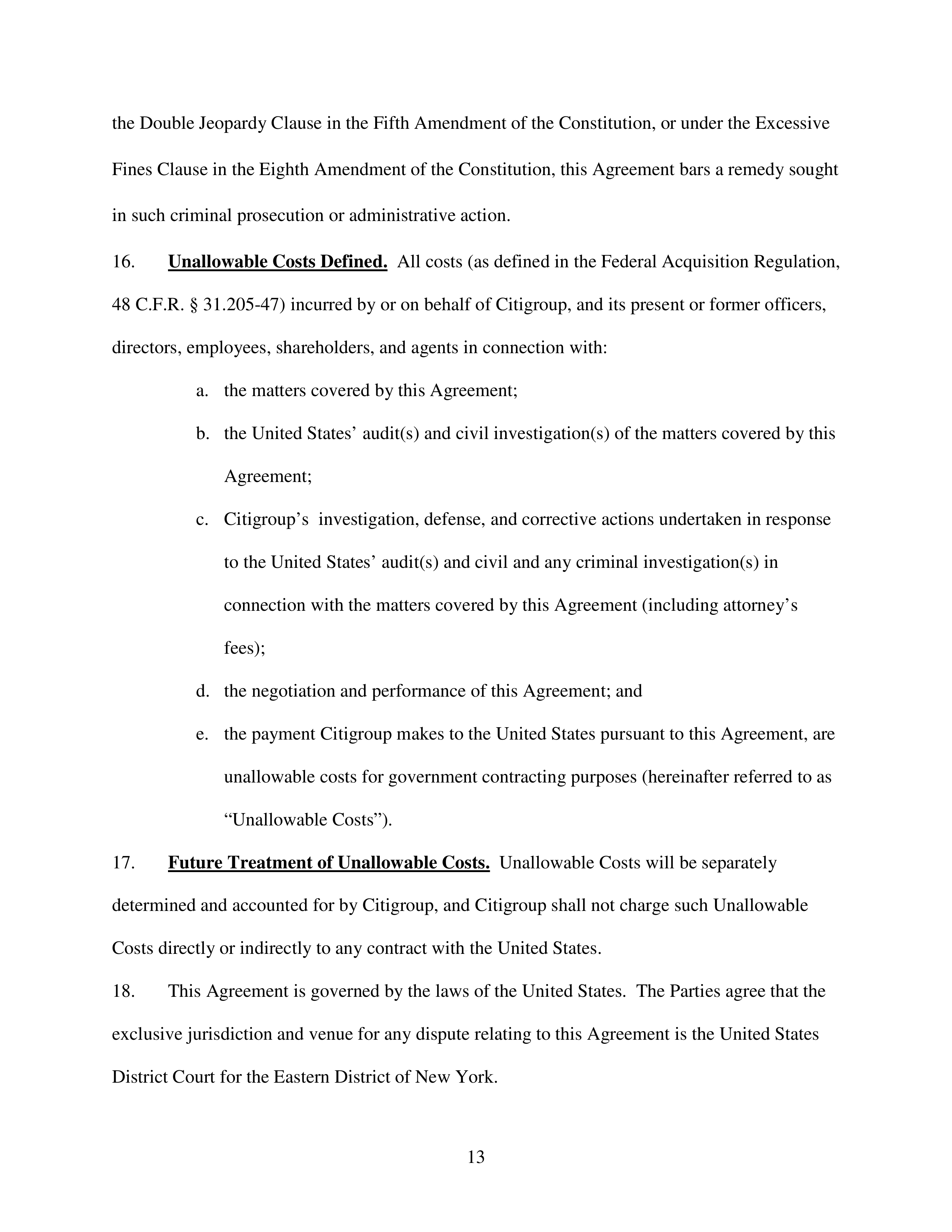 Citigroup Settlement Agreement — page 13
