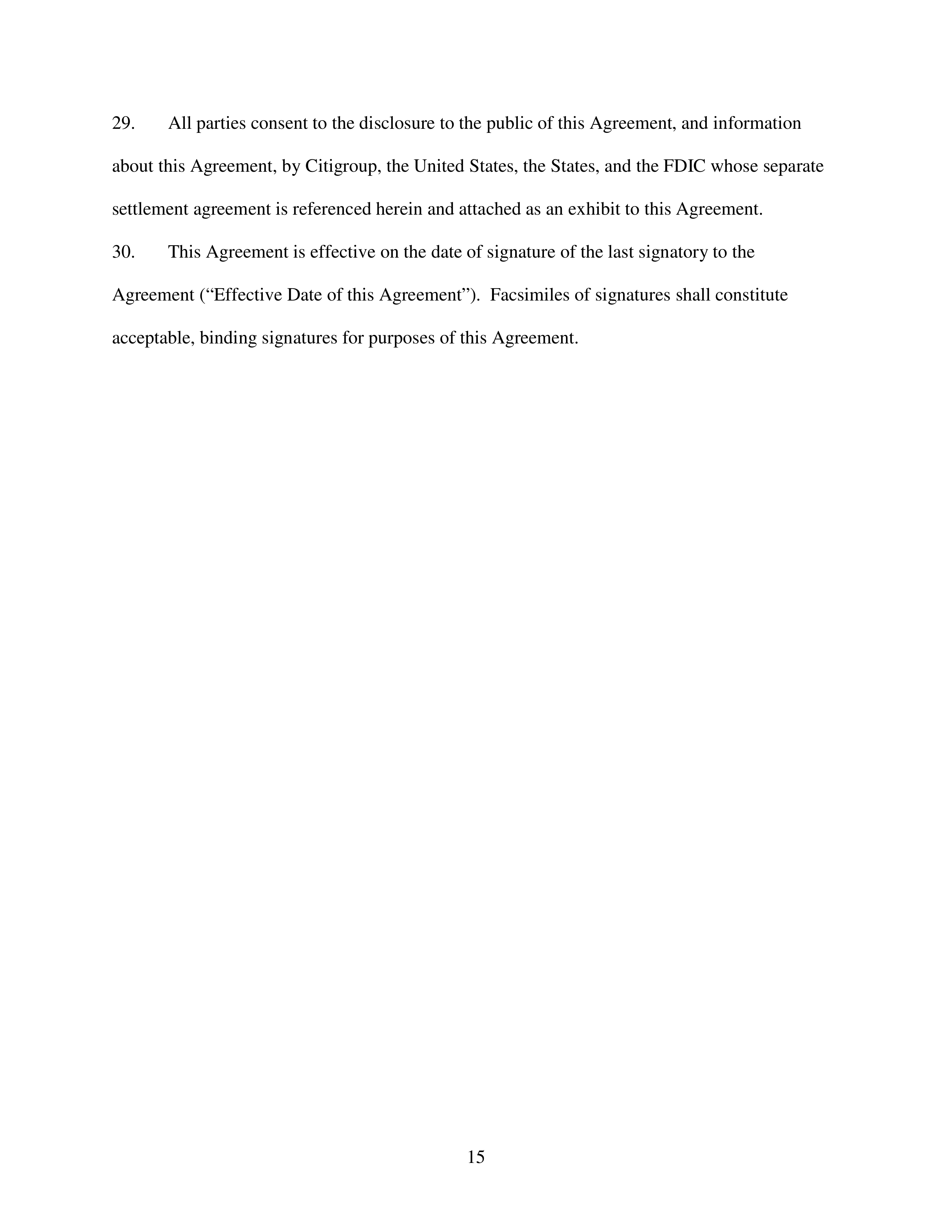 Citigroup Settlement Agreement — page 15