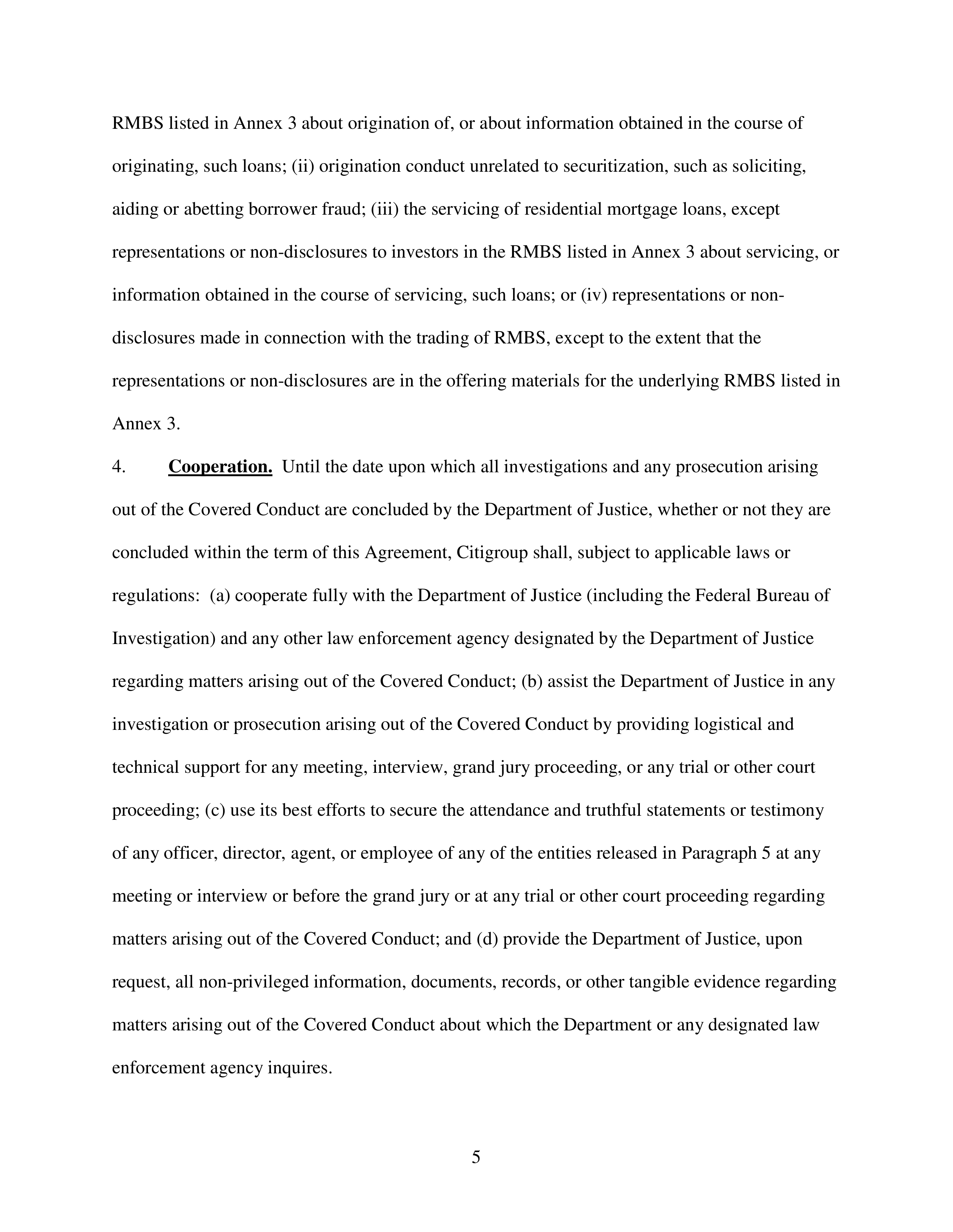 Citigroup Settlement Agreement — page 5