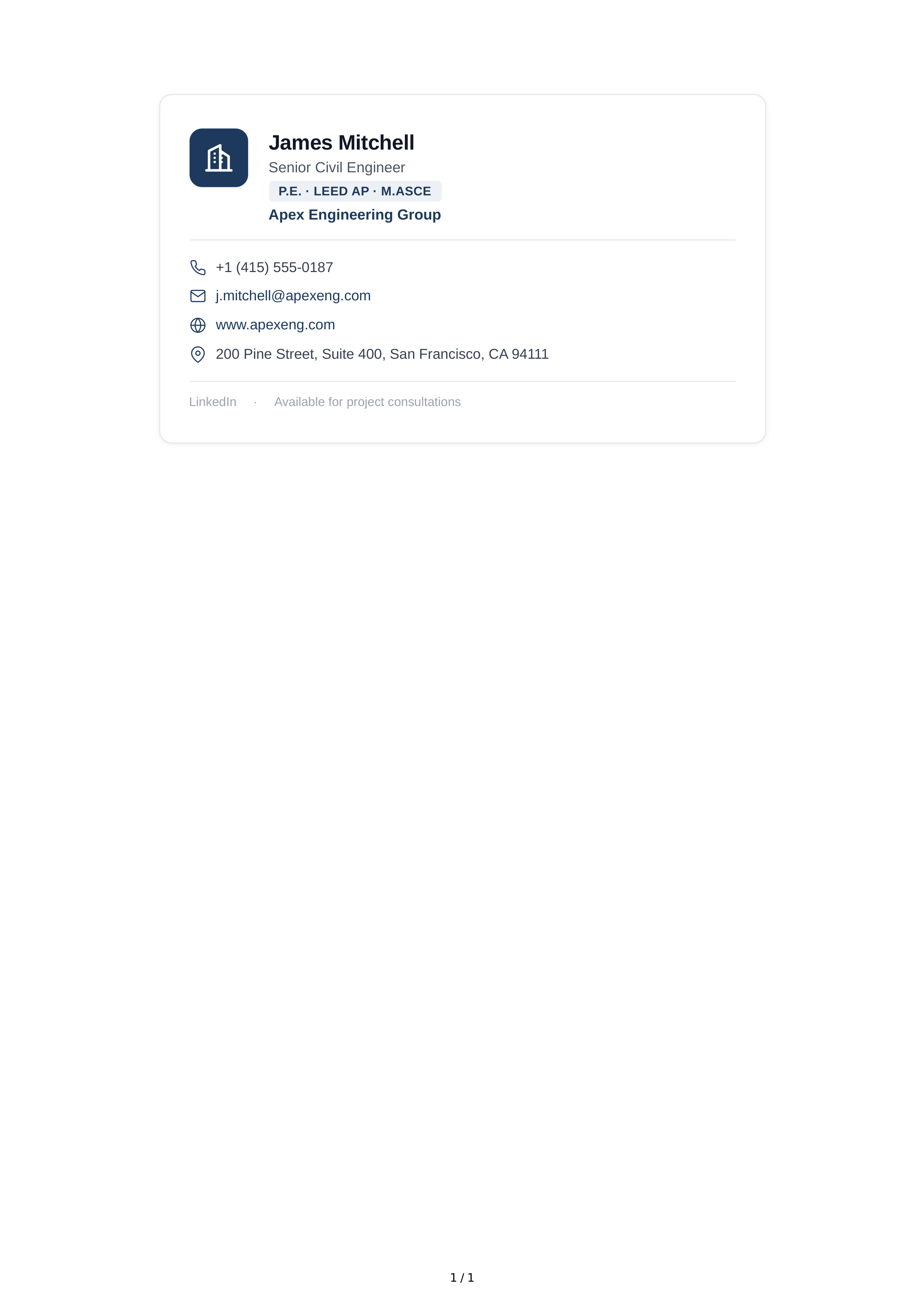 Civil Engineer Email Signature — page 1