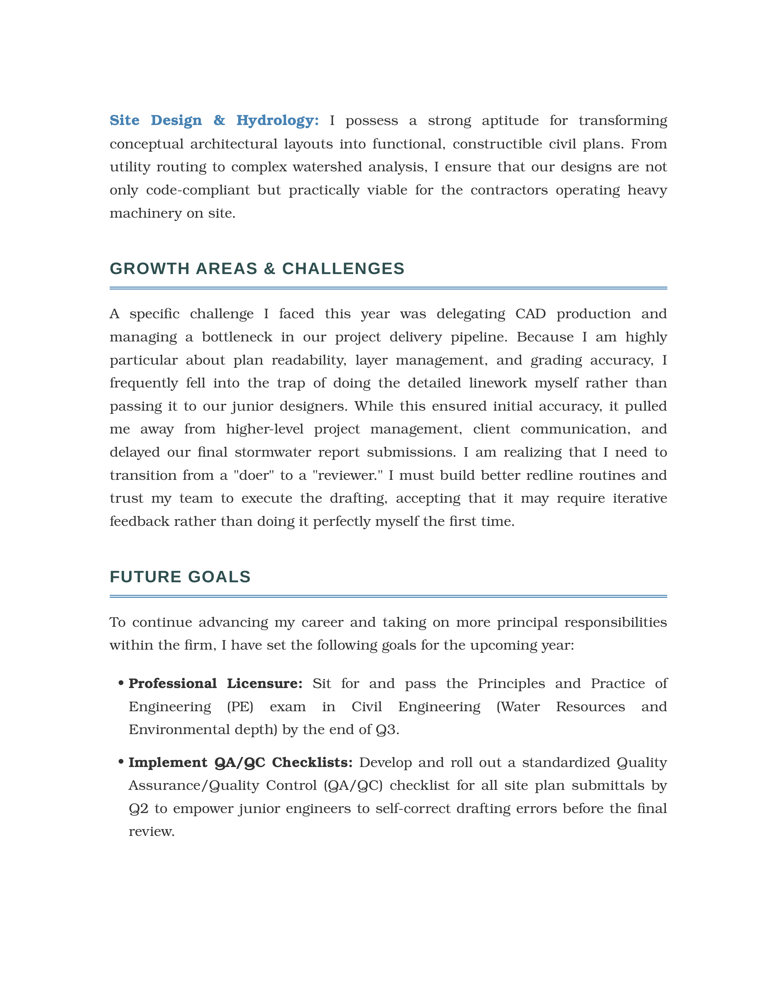 Civil Engineer Self Performance Review — page 2